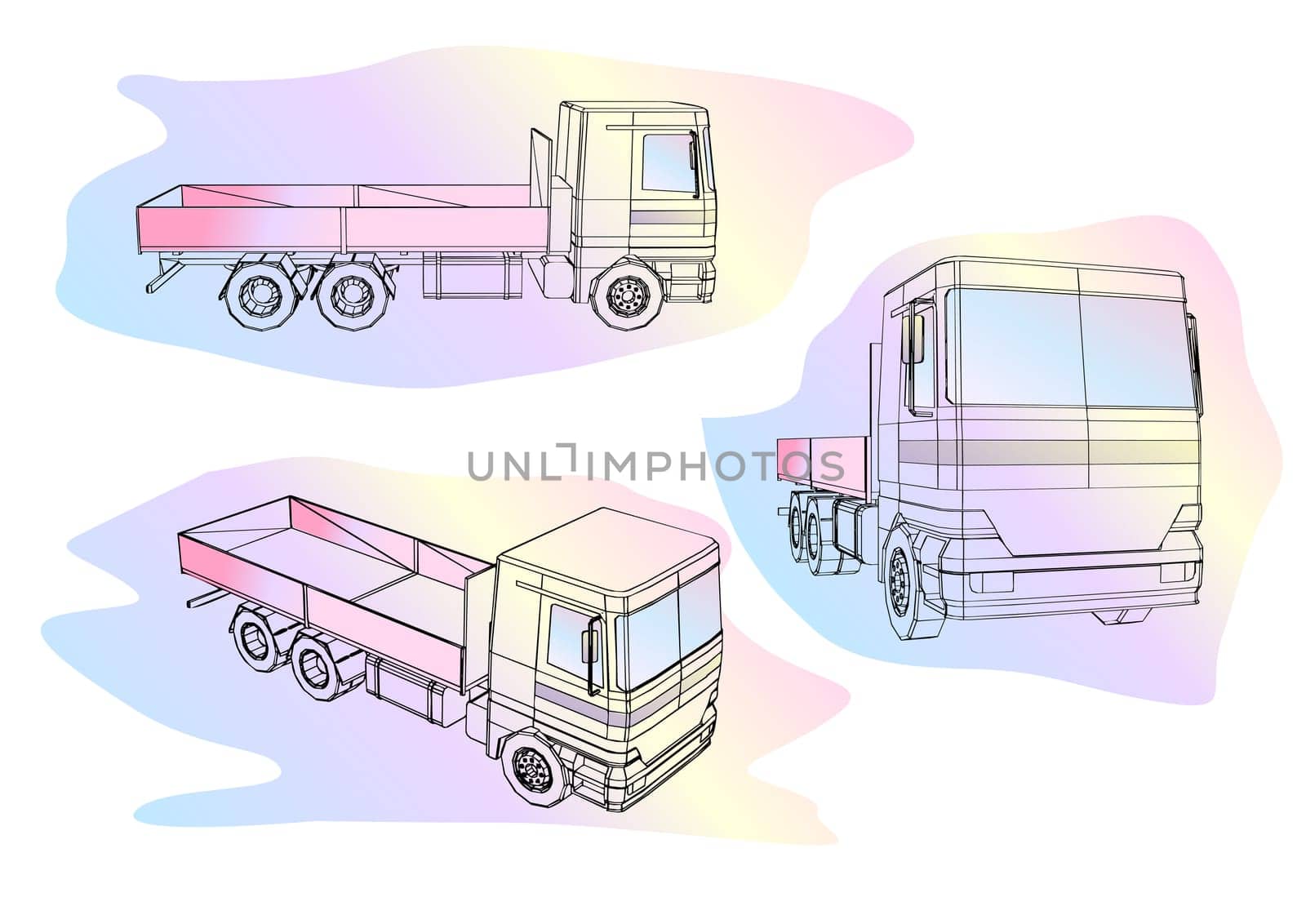 truck set on multicolor background. 10 EPS