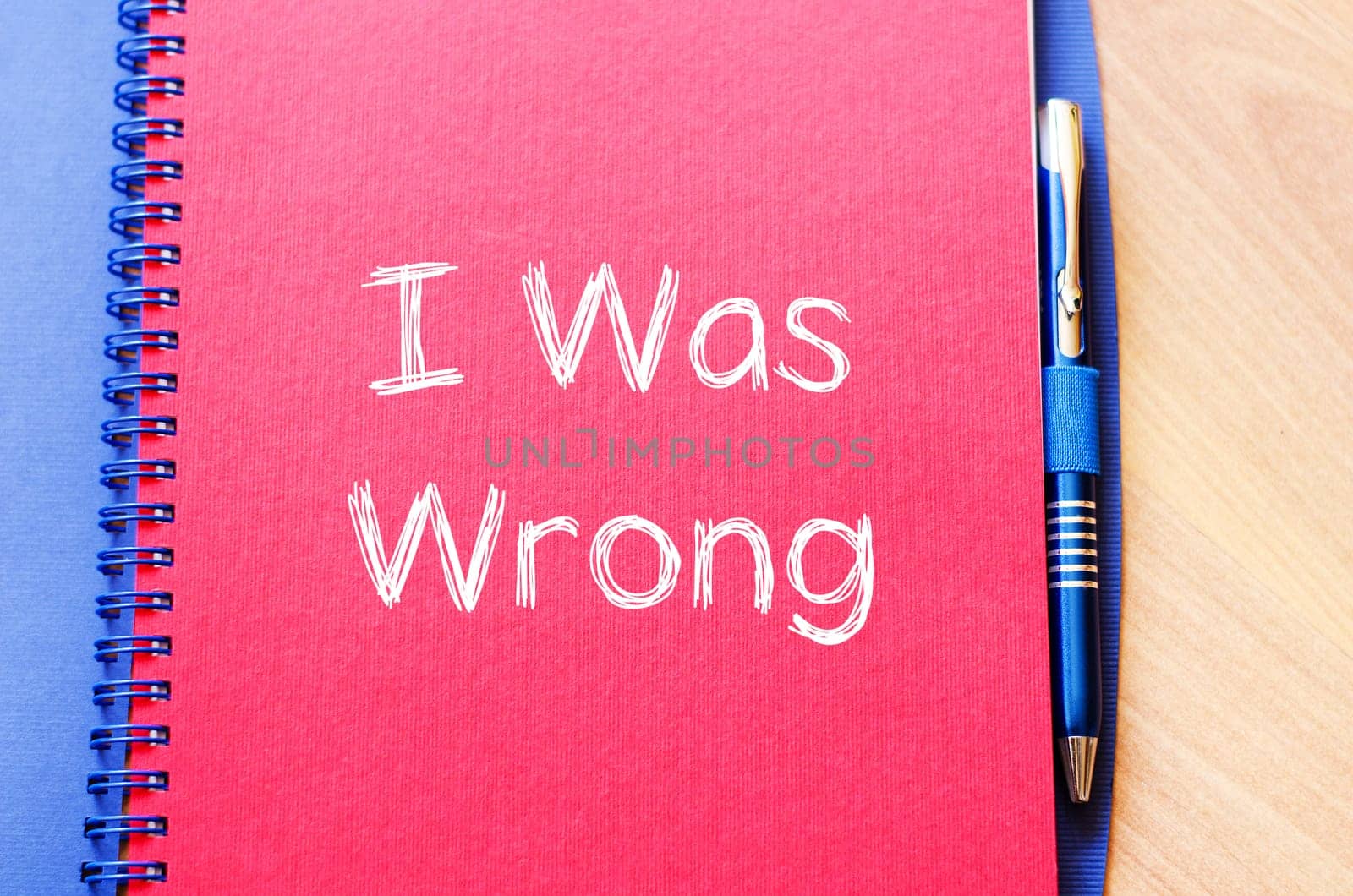 I was wrong text concept write on notebook