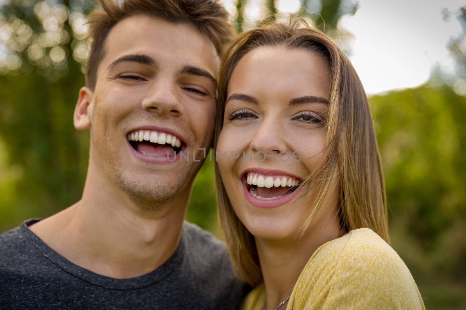Portrait of a happy young couple in love