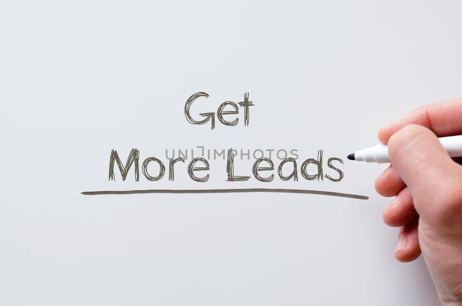 Human hand writing get more leads on whiteboard