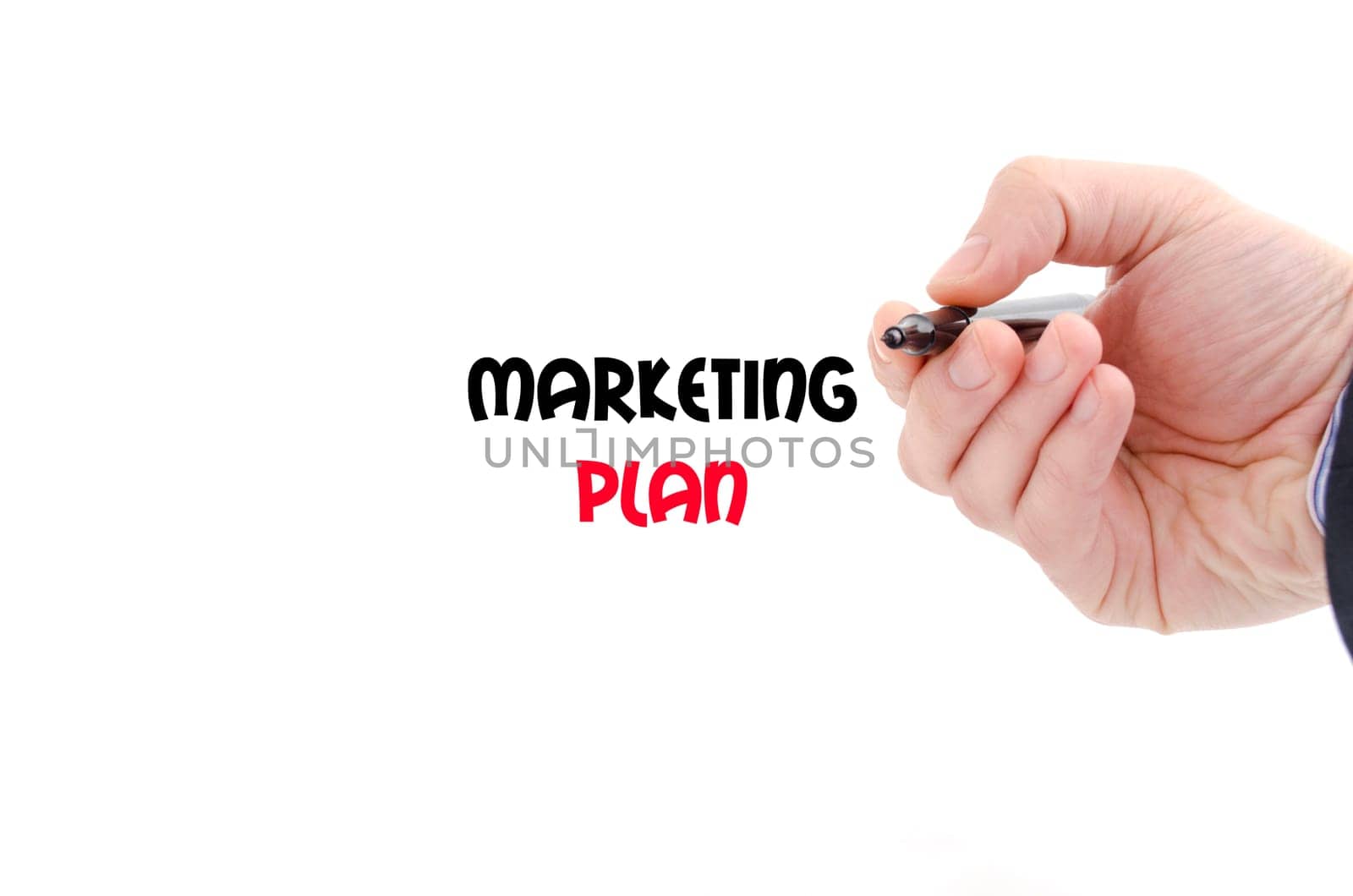 Marketing plan text concept isolated over white background