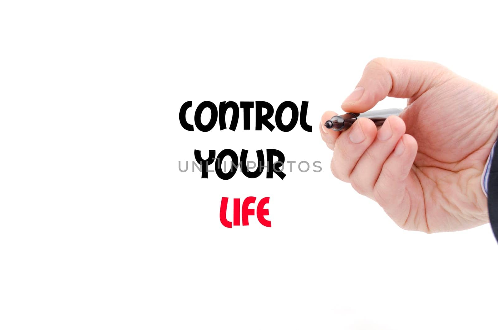 Control your life text concept isolated over white background