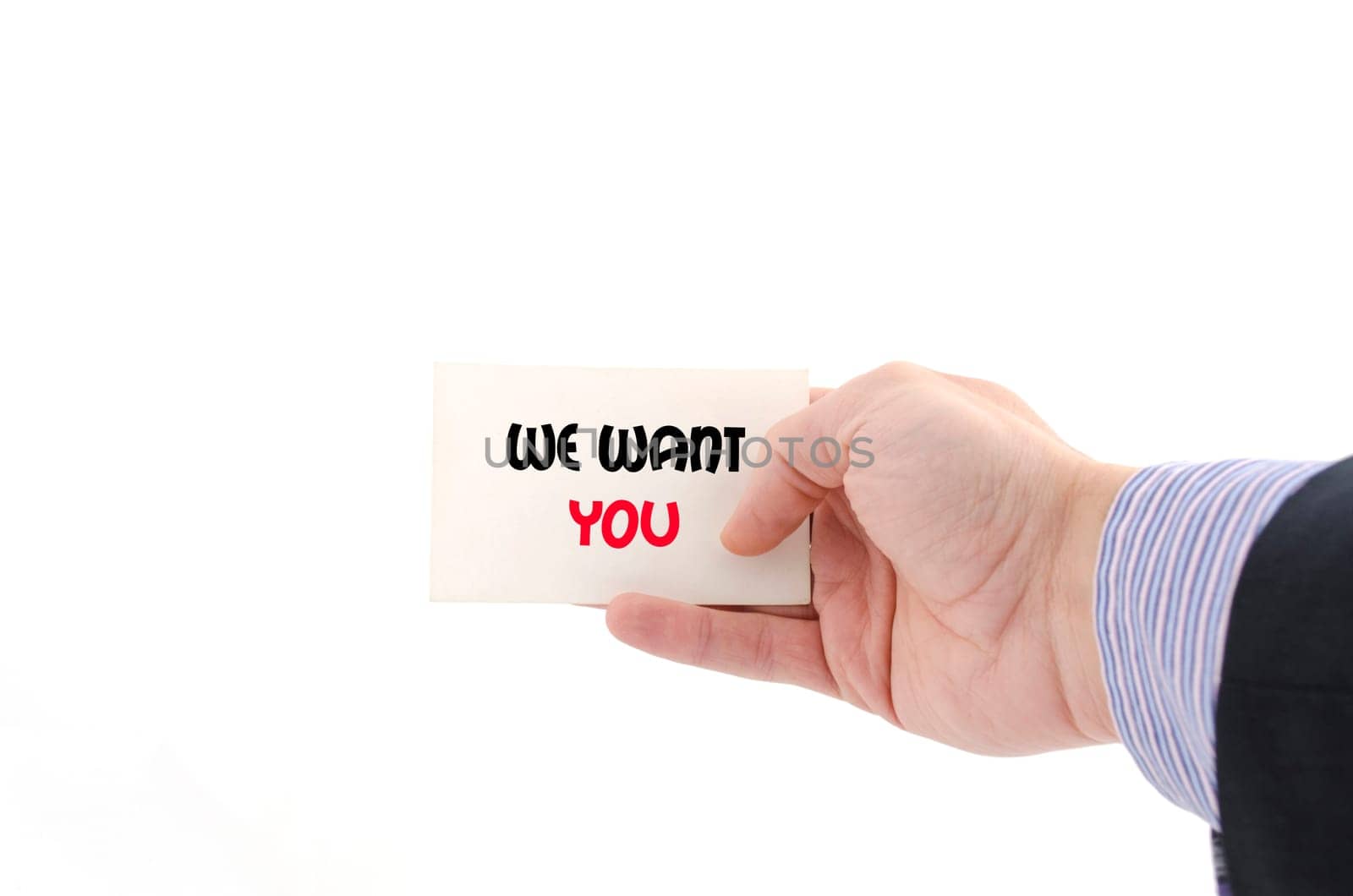 We want you text concept isolated over white background