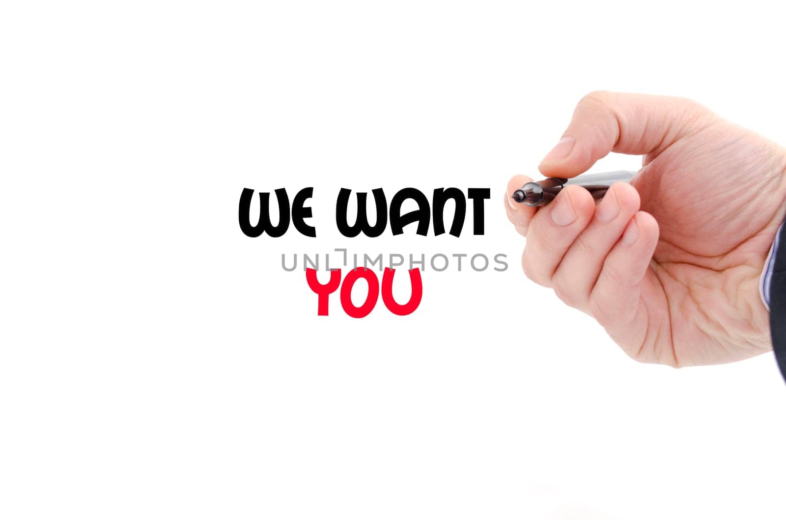 We want you text concept isolated over white background