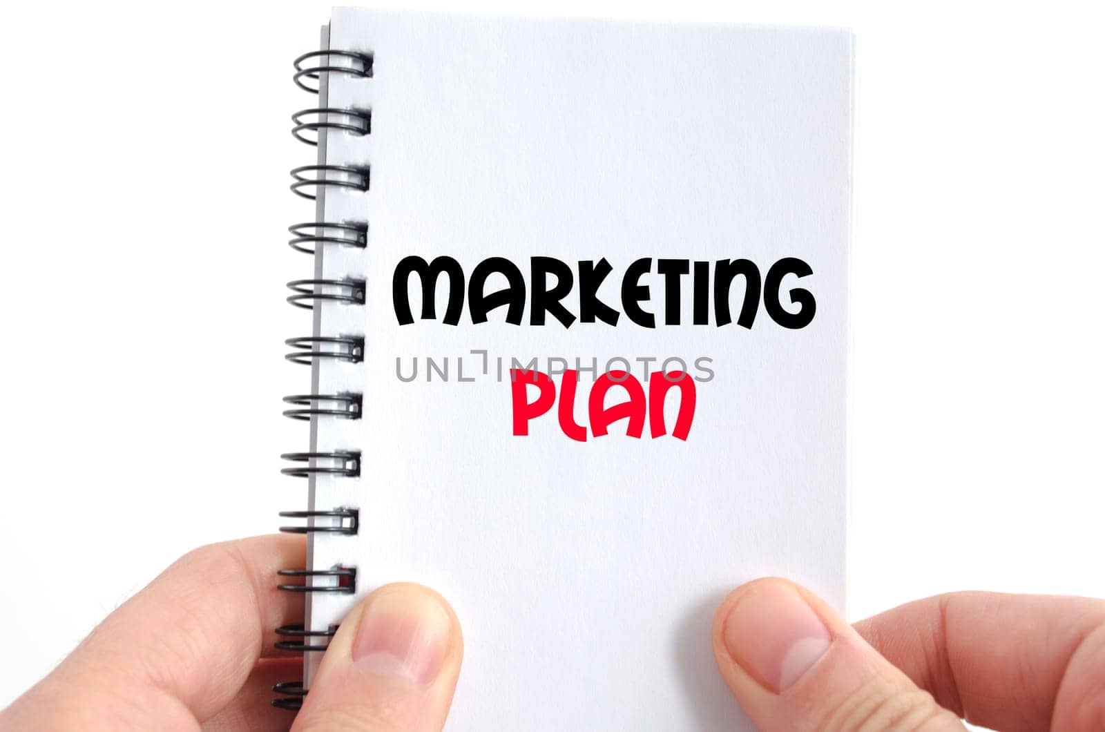 Marketing plan text concept isolated over white background