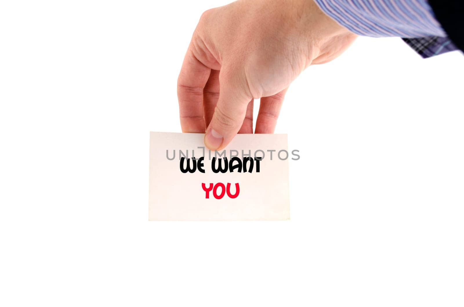 We want you text concept isolated over white background