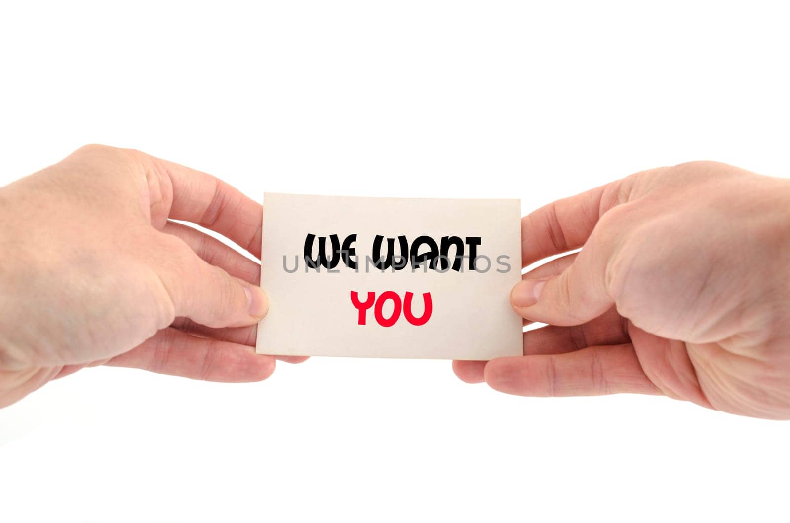 We want you text concept isolated over white background
