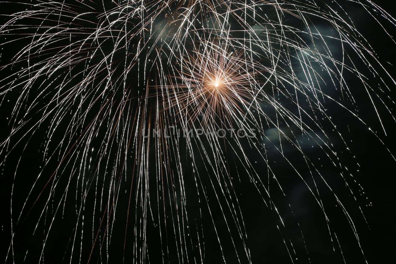 Colorful fireworks explosion in a dark night
