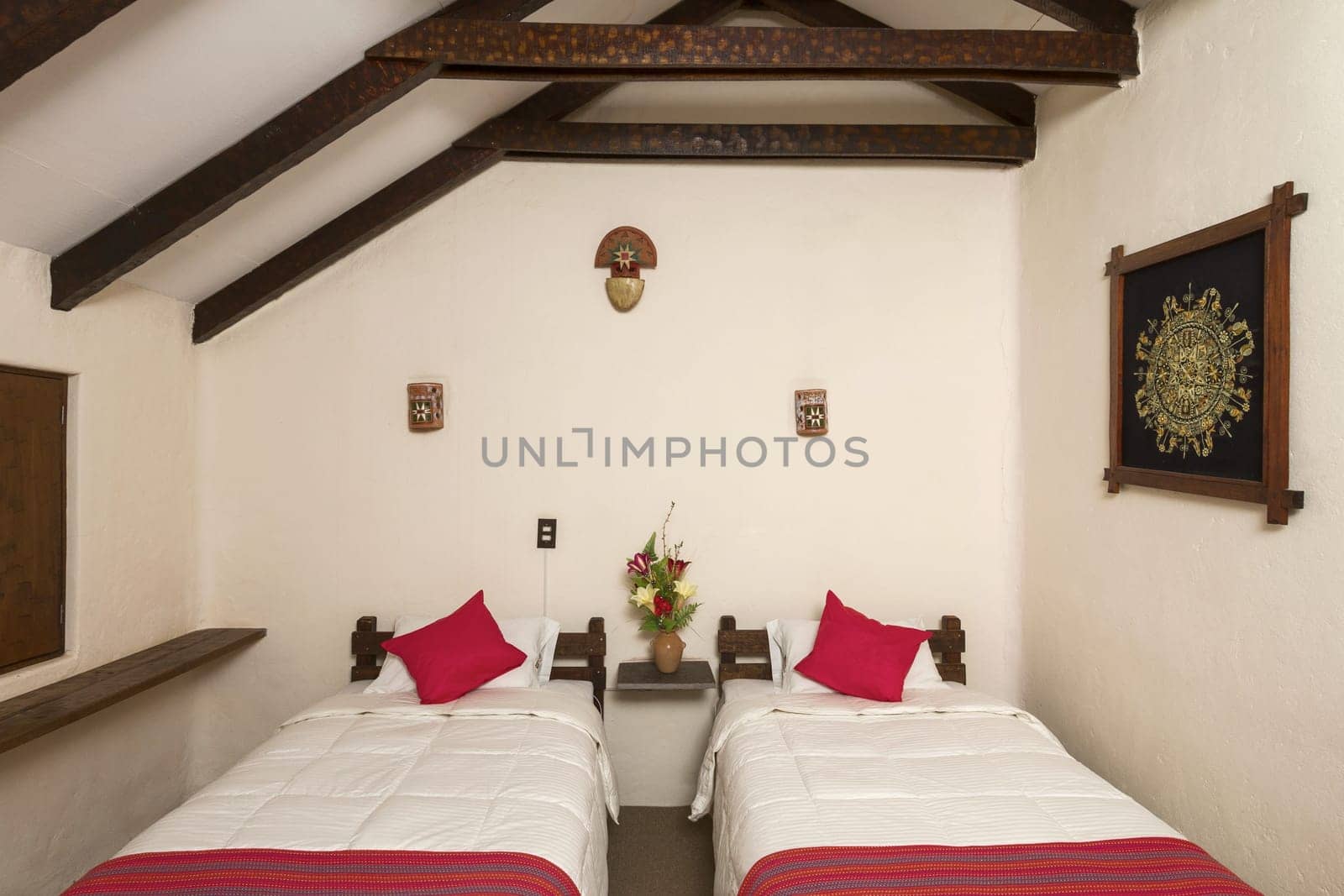 CHIVAY, AREQUIPA, PERU - NOVEMBER 25, 2015: Room interier in a traditional hotel in Chivay, Arequipa, Peru.