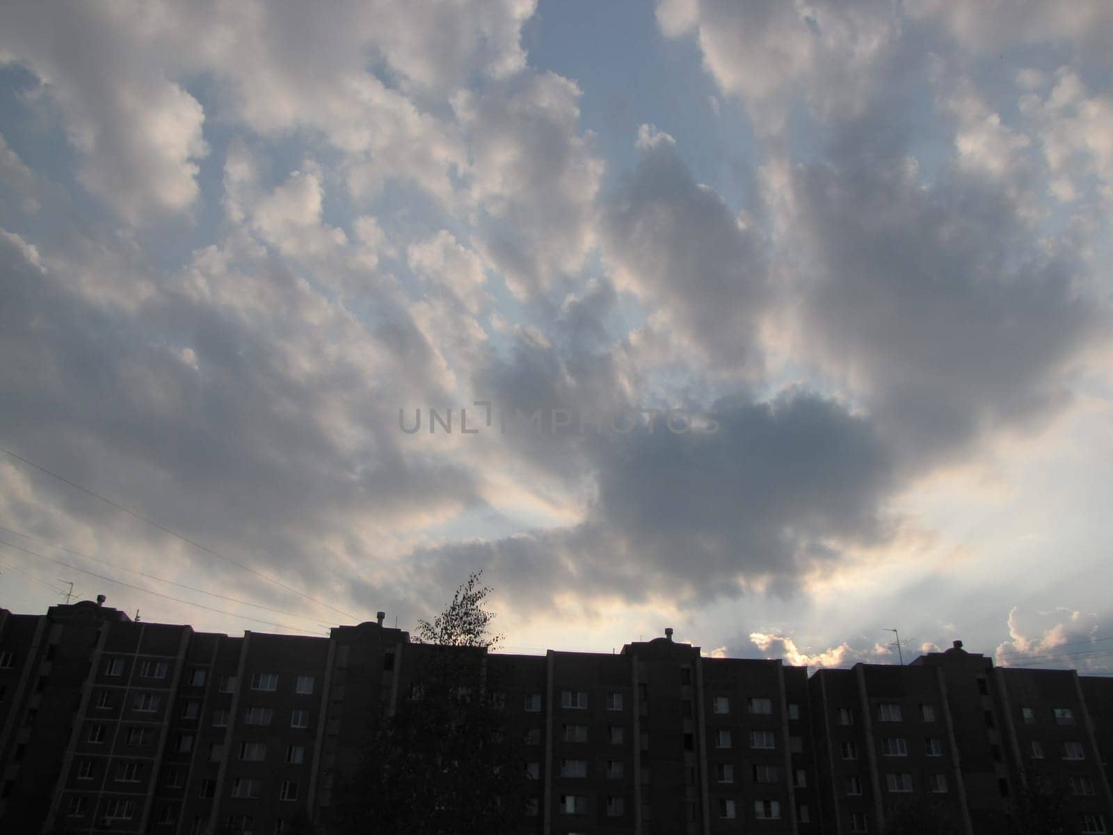 The sky with clouds at sunset. Landscape heaven.