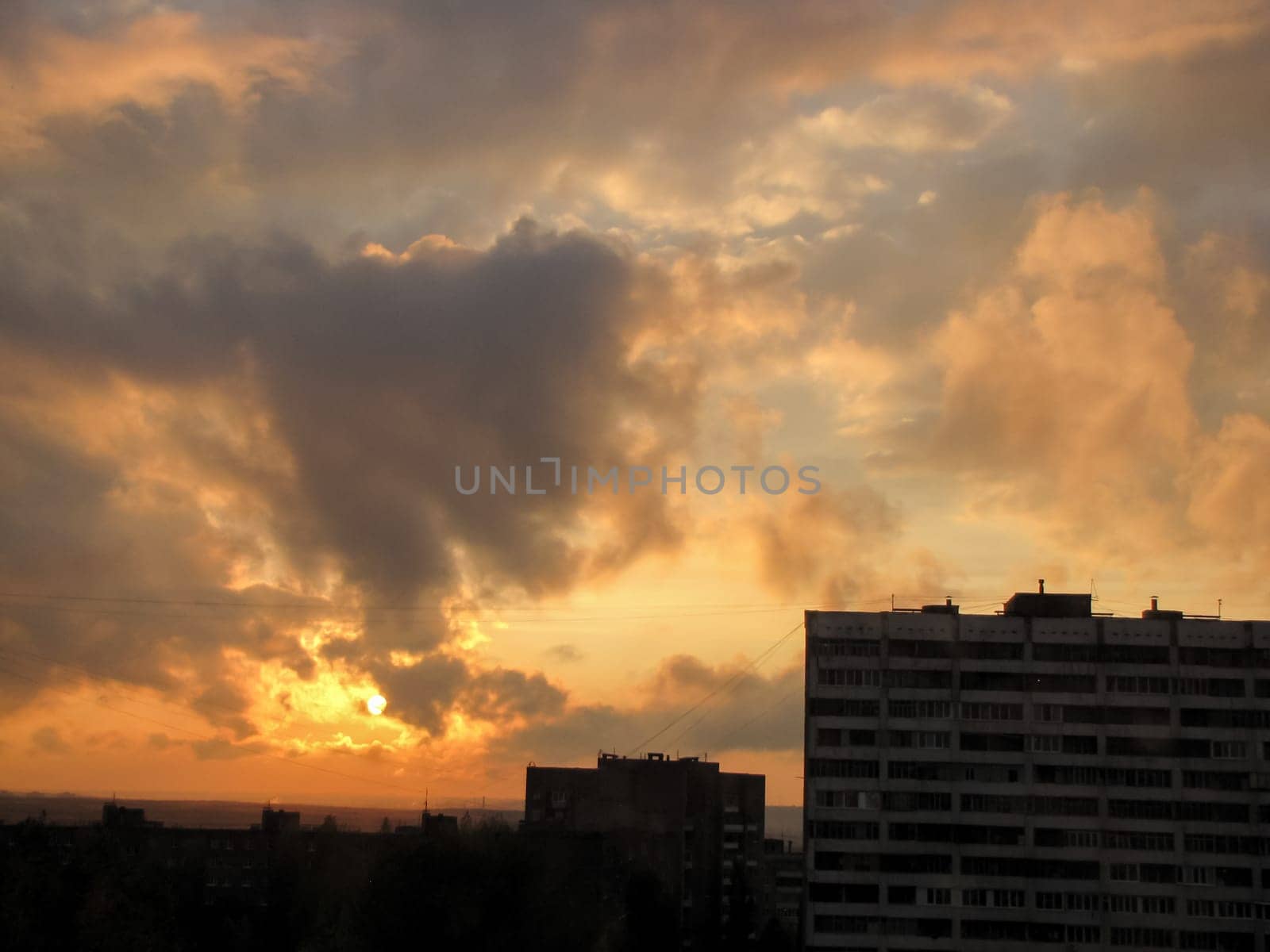 The sky with clouds at sunset. Landscape heaven.
