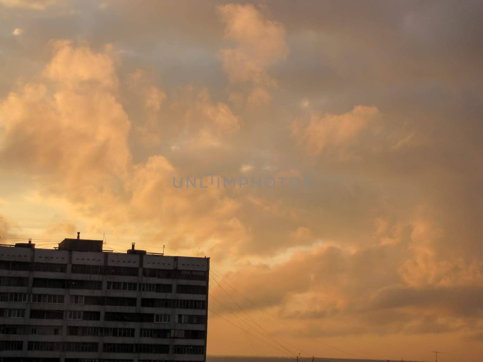 The sky with clouds at sunset. Landscape heaven.
