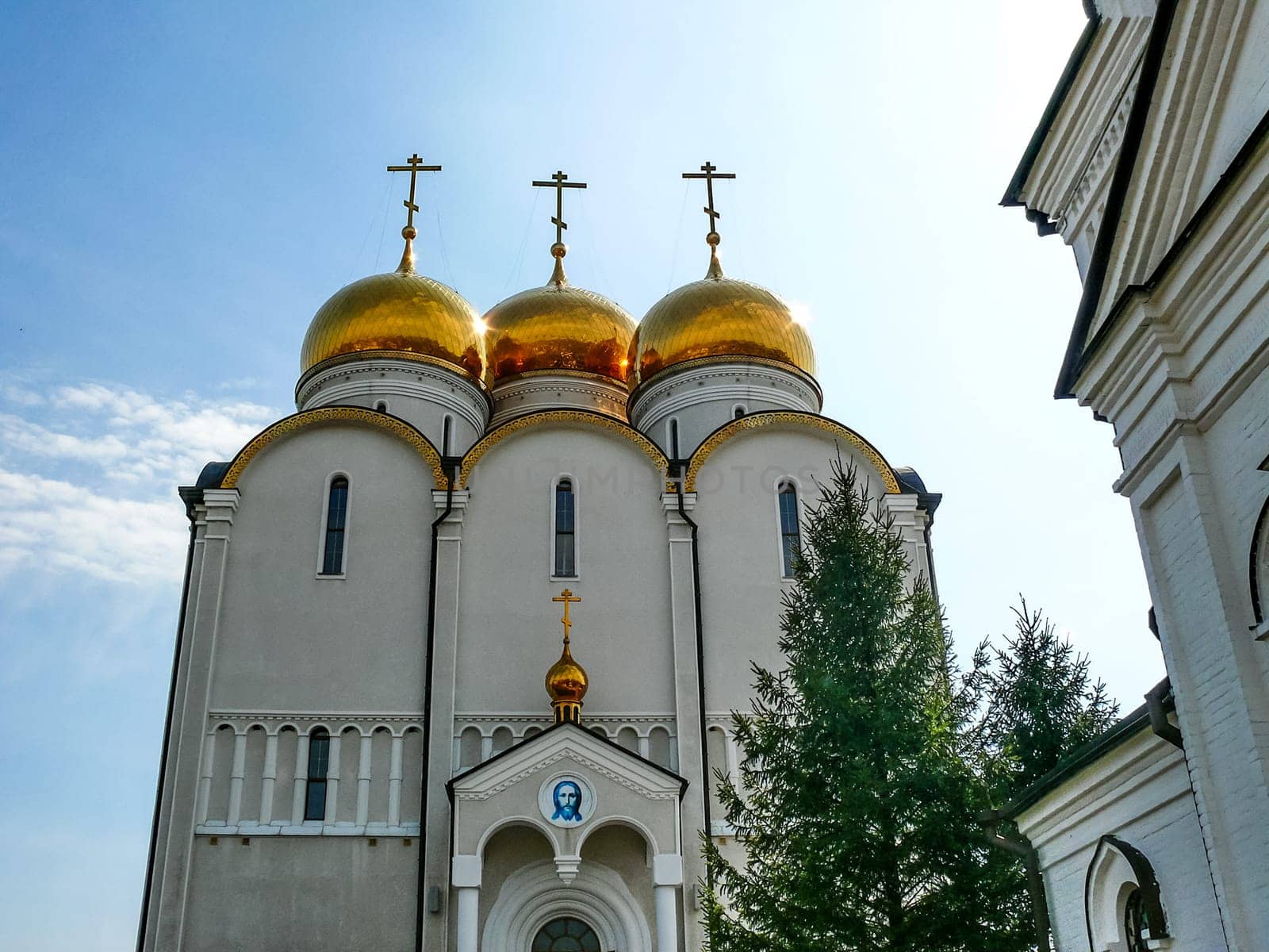 Holy Assumption Monastery, Russia - April 5, 2012: Monastery of the Holy Dormition, appearance of the monastery and the area near it.