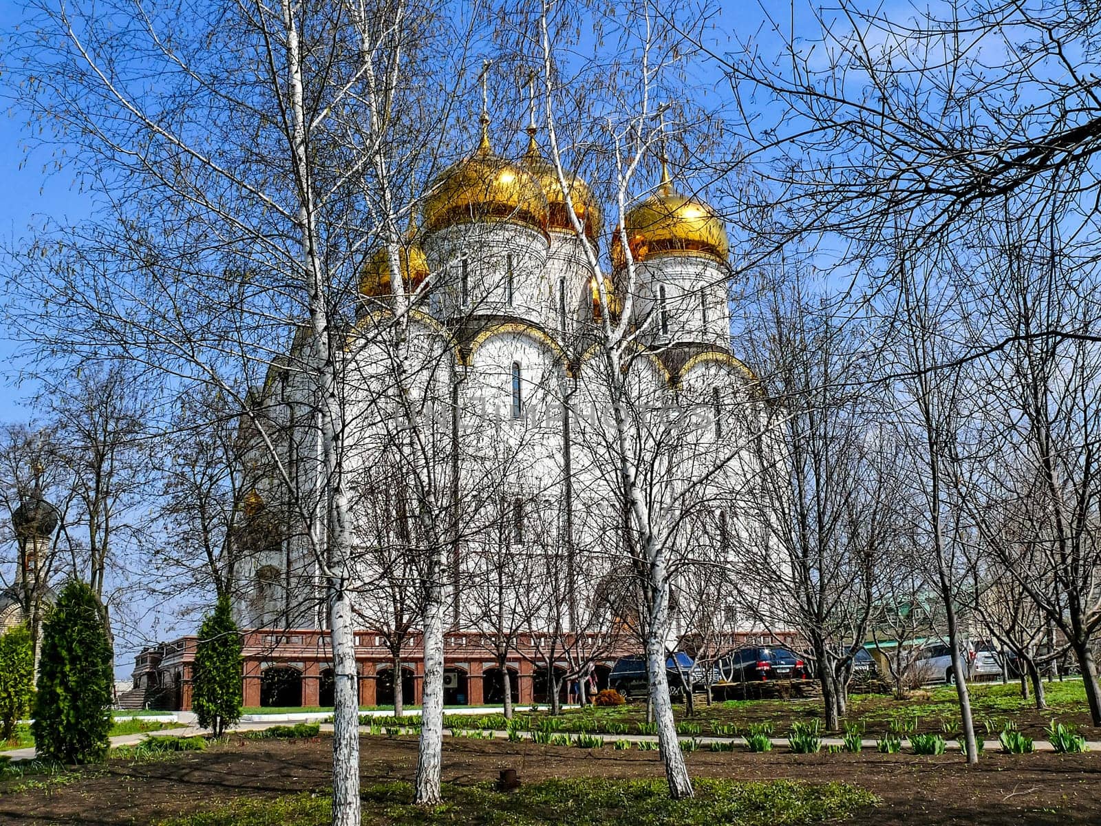 Holy Assumption Monastery, Russia - April 5, 2012: Monastery of the Holy Dormition, appearance of the monastery and the area near it.