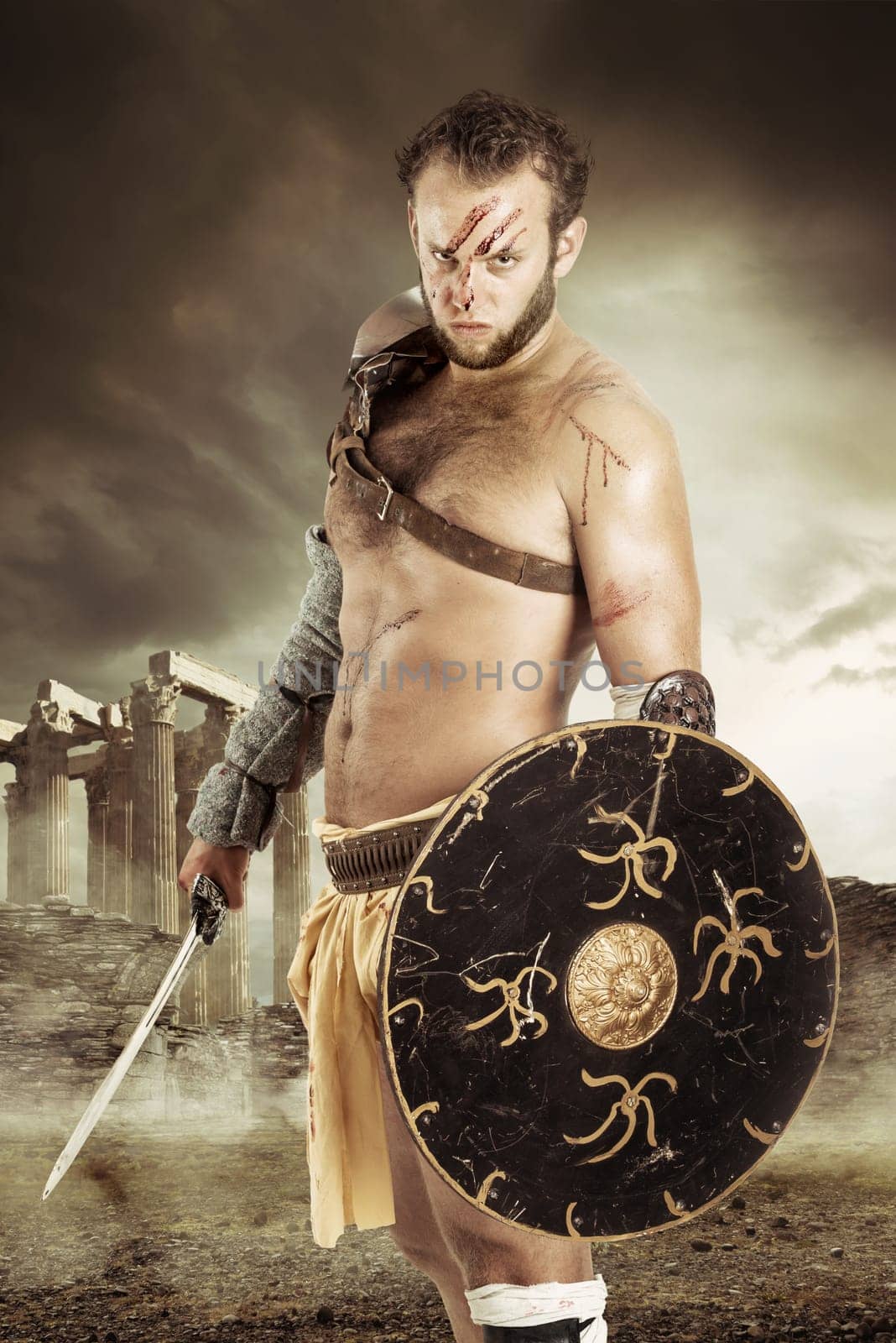 Ancient barbarian warrior or Gladiator ready to fight