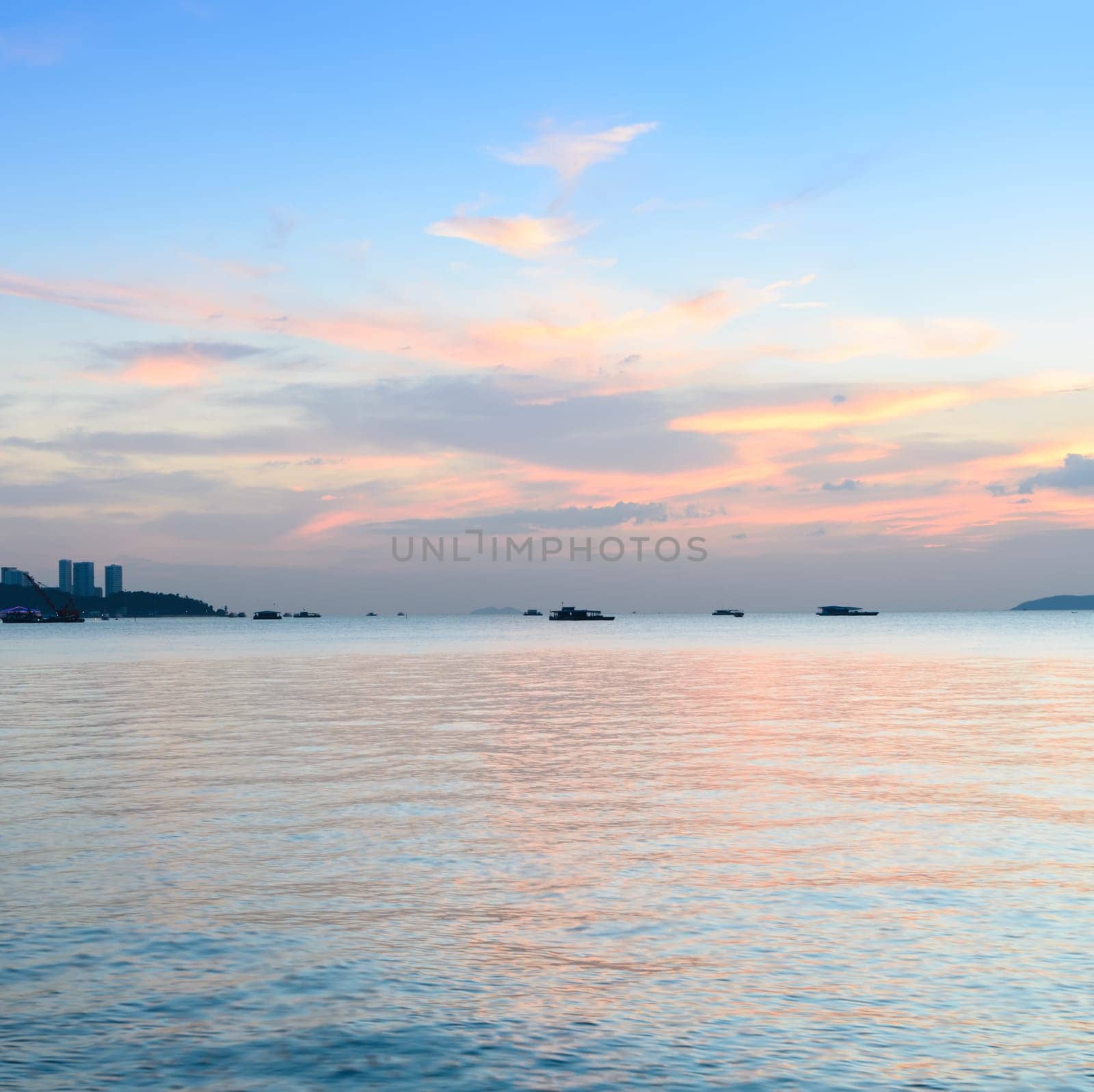 Beach sunset skyline afterglow