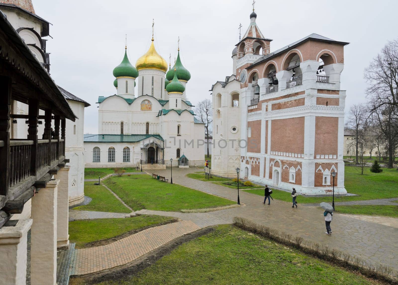 Monastery of Saint Euthymius in Suzdal, Russia. Transfiguration Cathedral and bell tower.