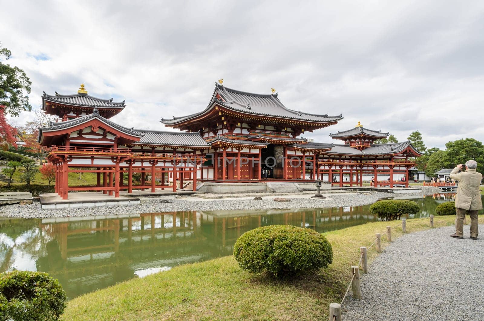 Beautiful architecture of Phoenix Hall in Byodo-in temple which is a Buddhist temple in Uji city, Kyoto Prefecture, Japan