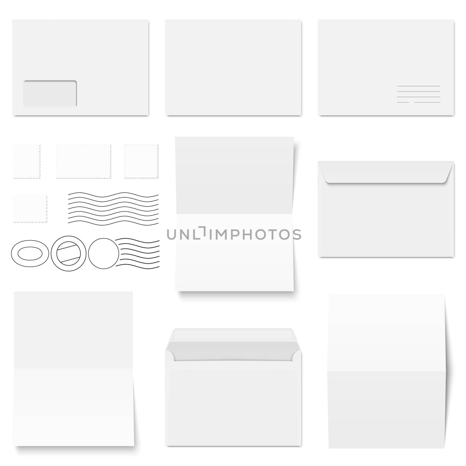 big collection of white envelopes,stationery and different post marks