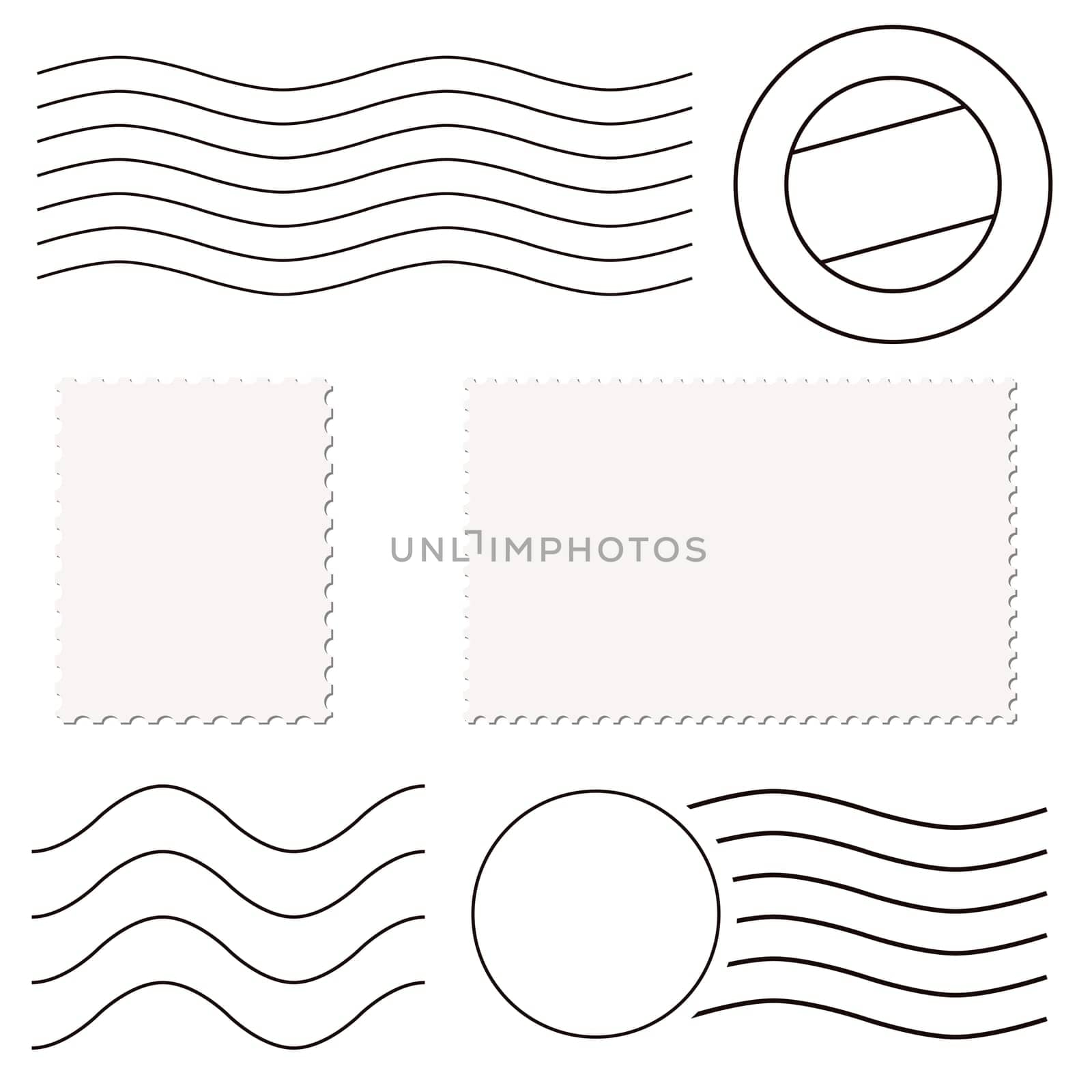little collection of different empty stamps and post marks