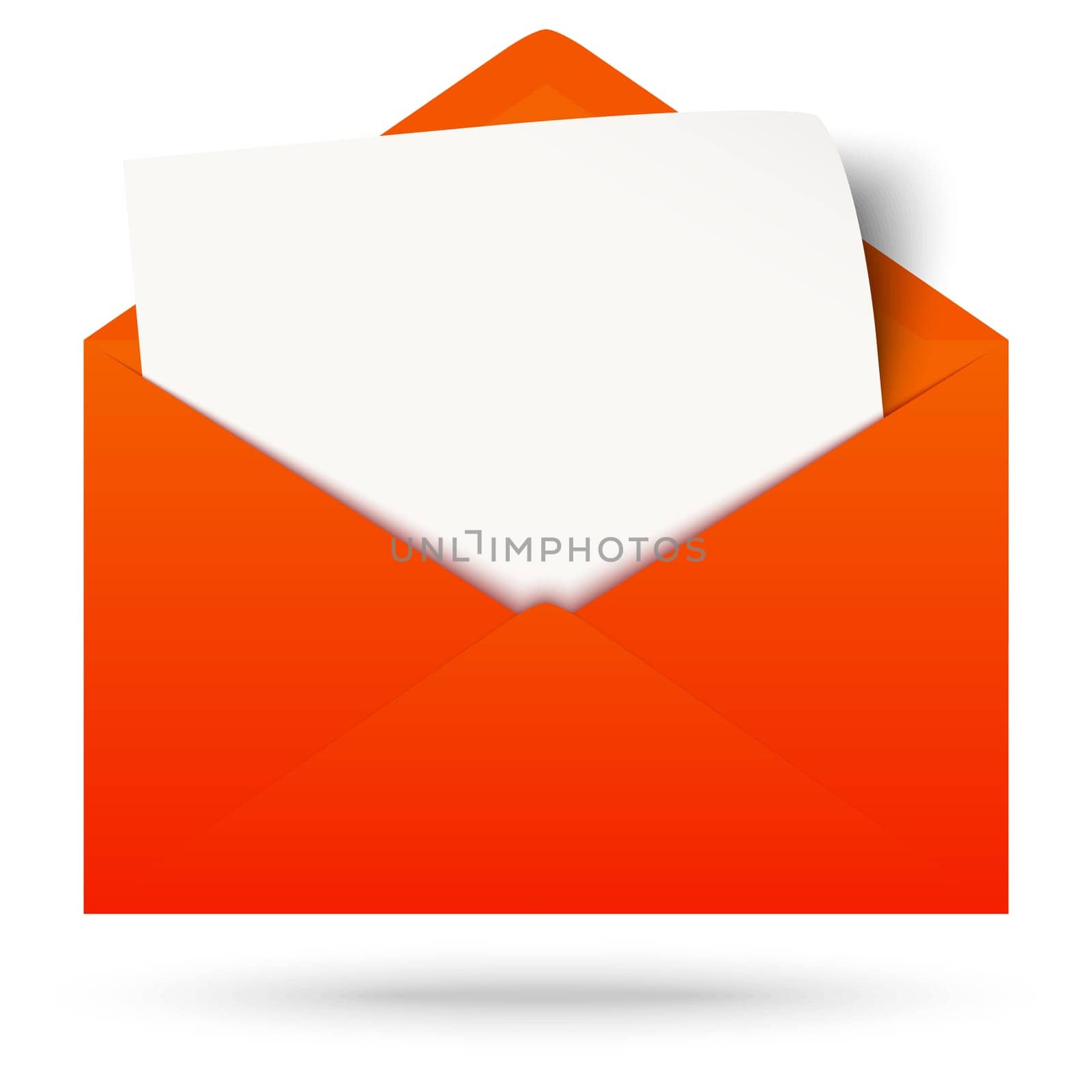 red envelope opened with empty white paper and shadow