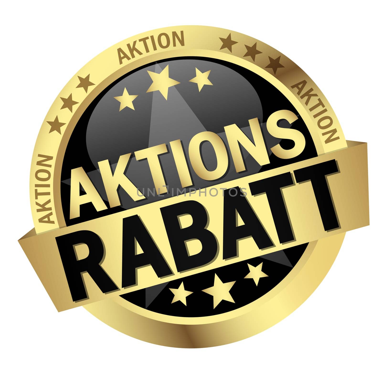 colored button with banner and text action discount