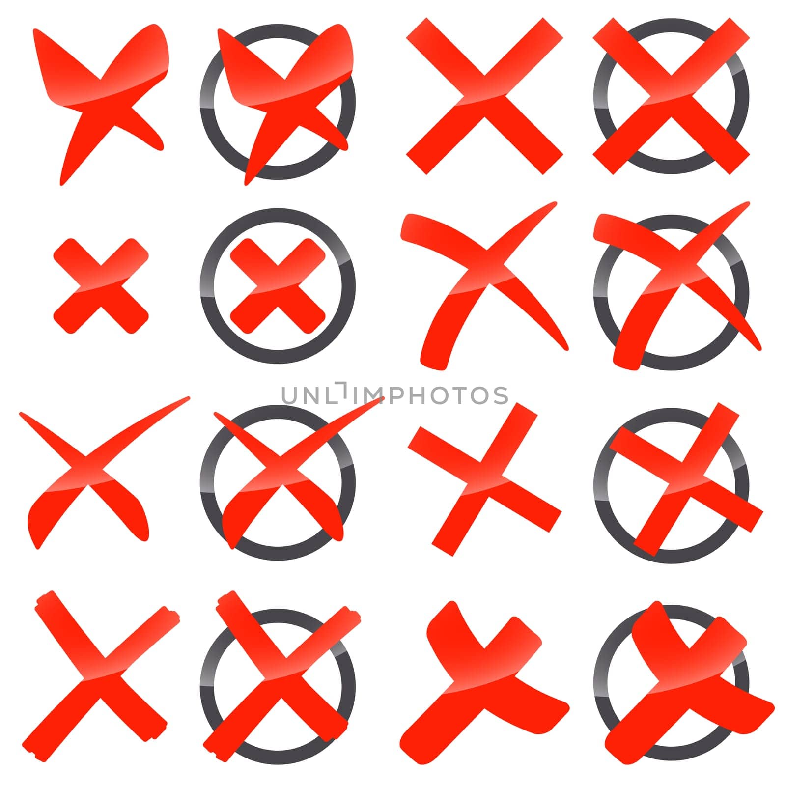 collection of different red crosses to symbolize elections