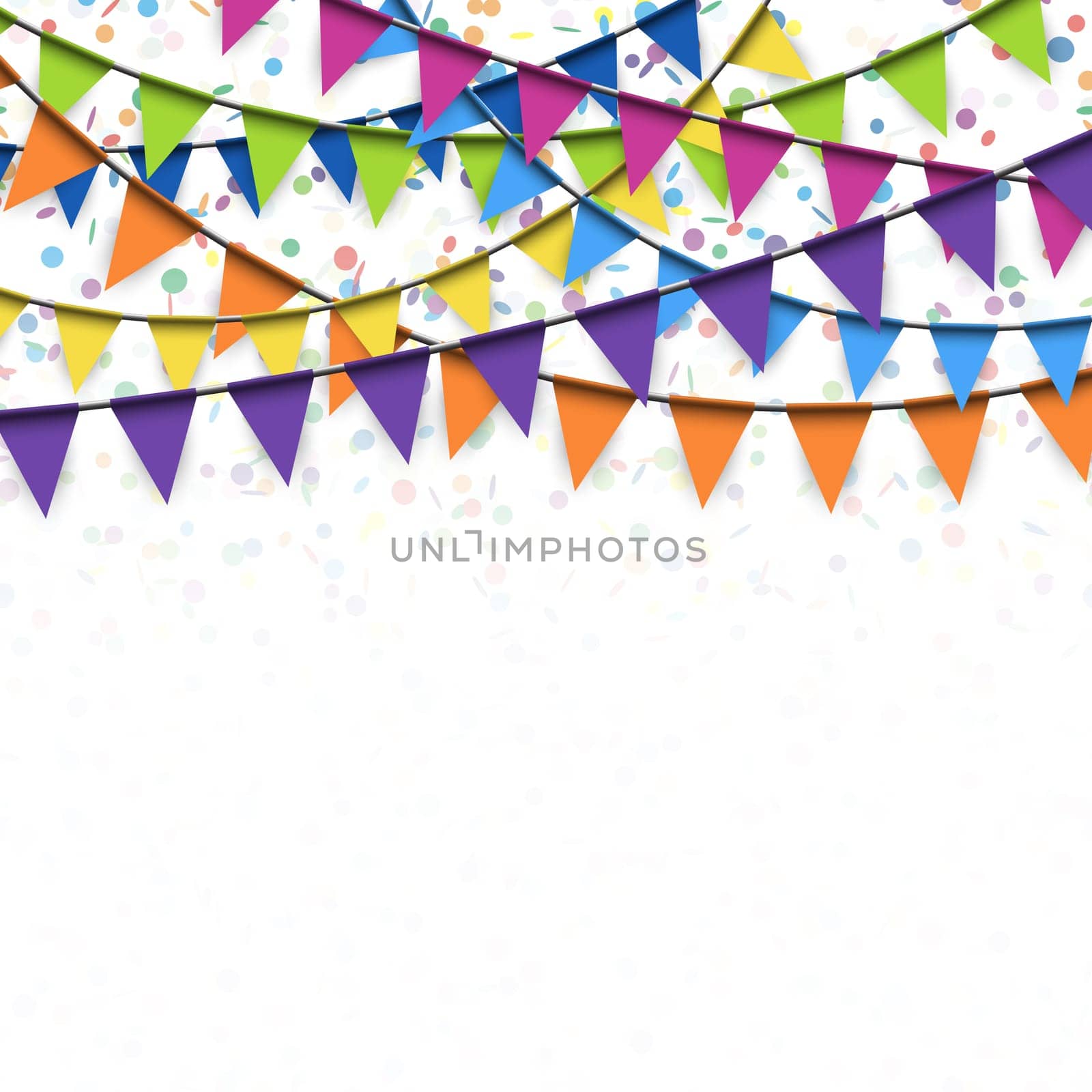 colored garlands and confetti background for party or festival usage
