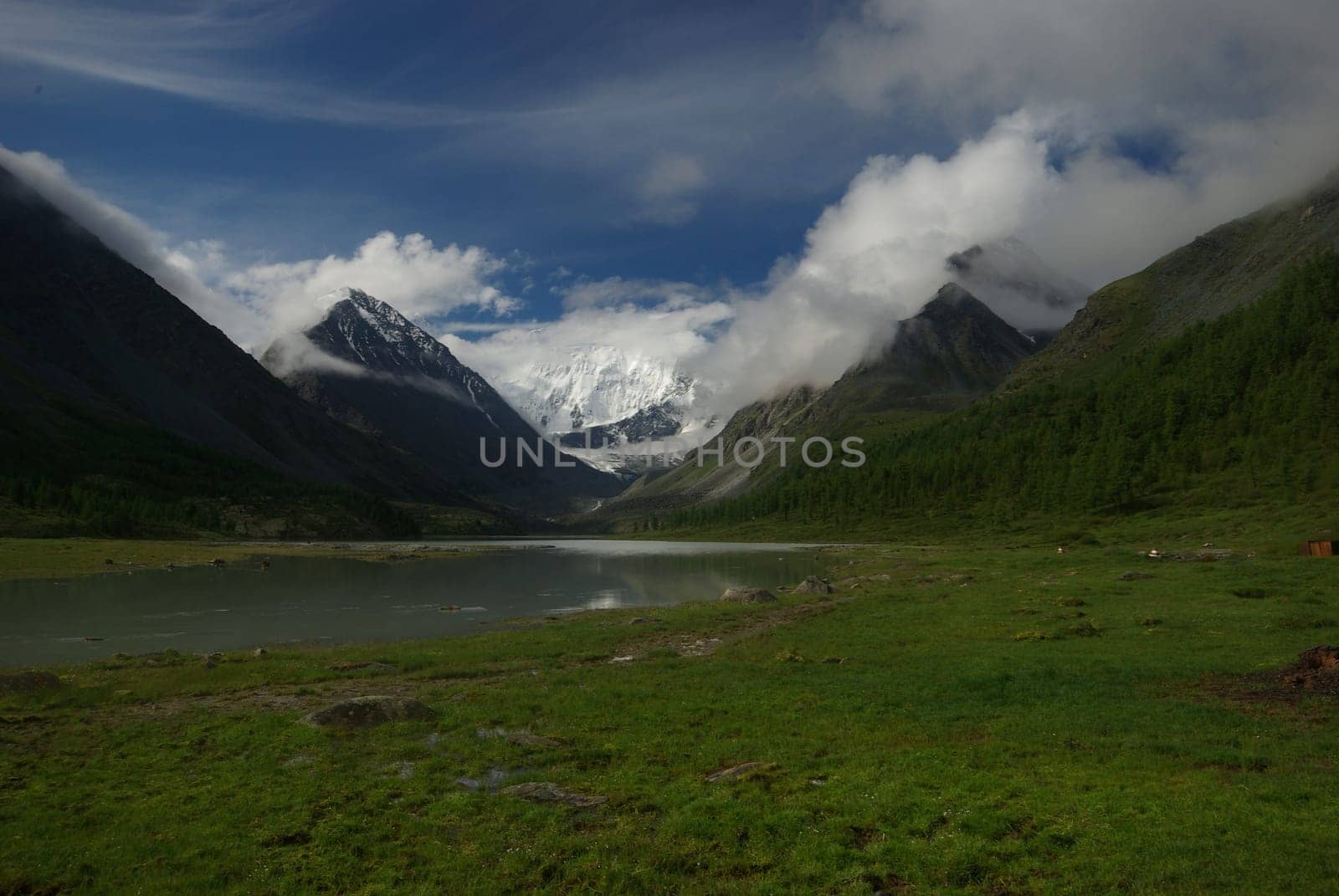 Mountain landscape. Highlands, the mountain peaks, gorges and valleys. The stones on the slopes.