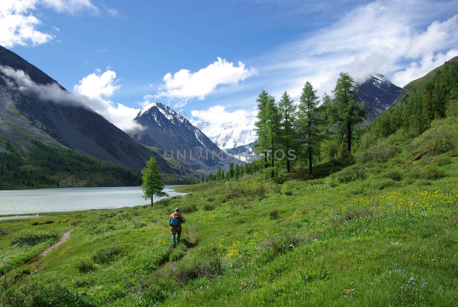 Mountain landscape. Highlands, the mountain peaks, gorges and valleys. The stones on the slopes.