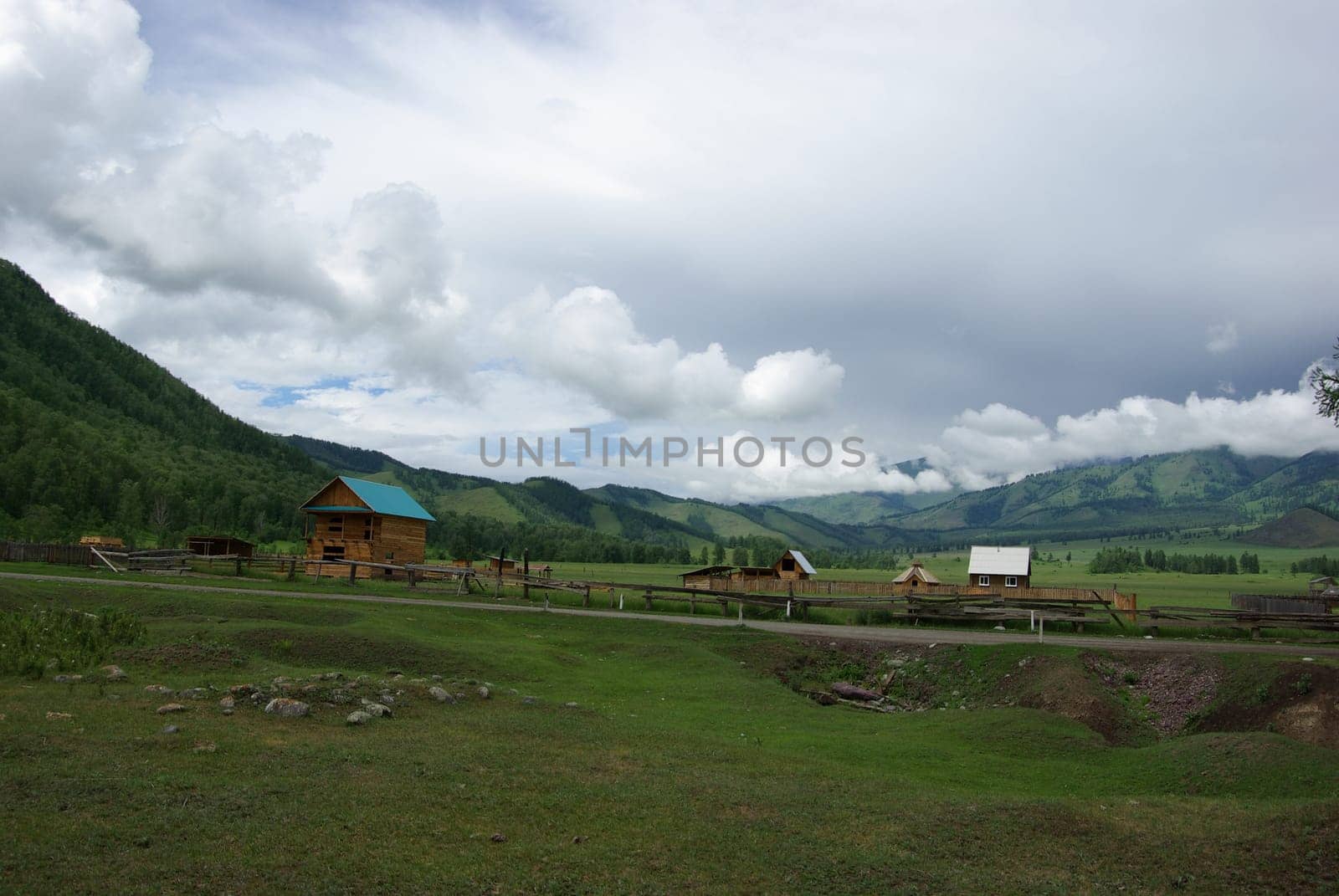 Mountain landscape. Highlands, the mountain peaks, gorges and valleys. The stones on the slopes.