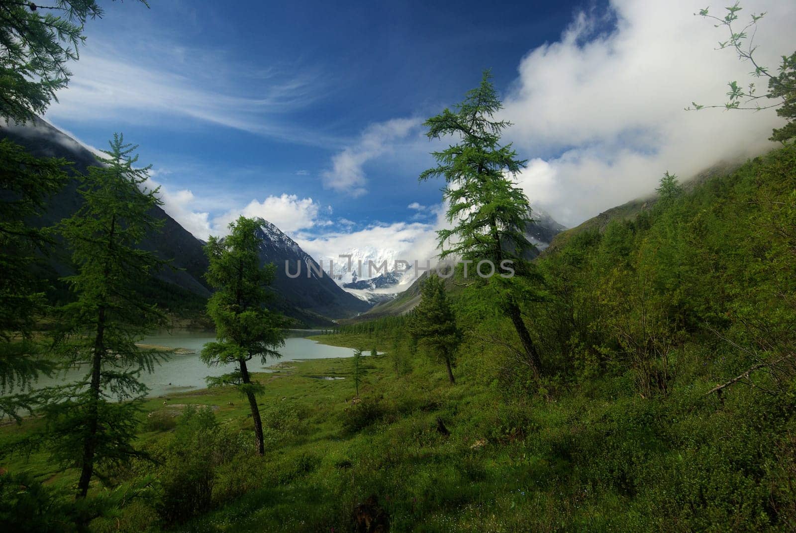 Mountain landscape. Highlands, the mountain peaks, gorges and valleys. The stones on the slopes.