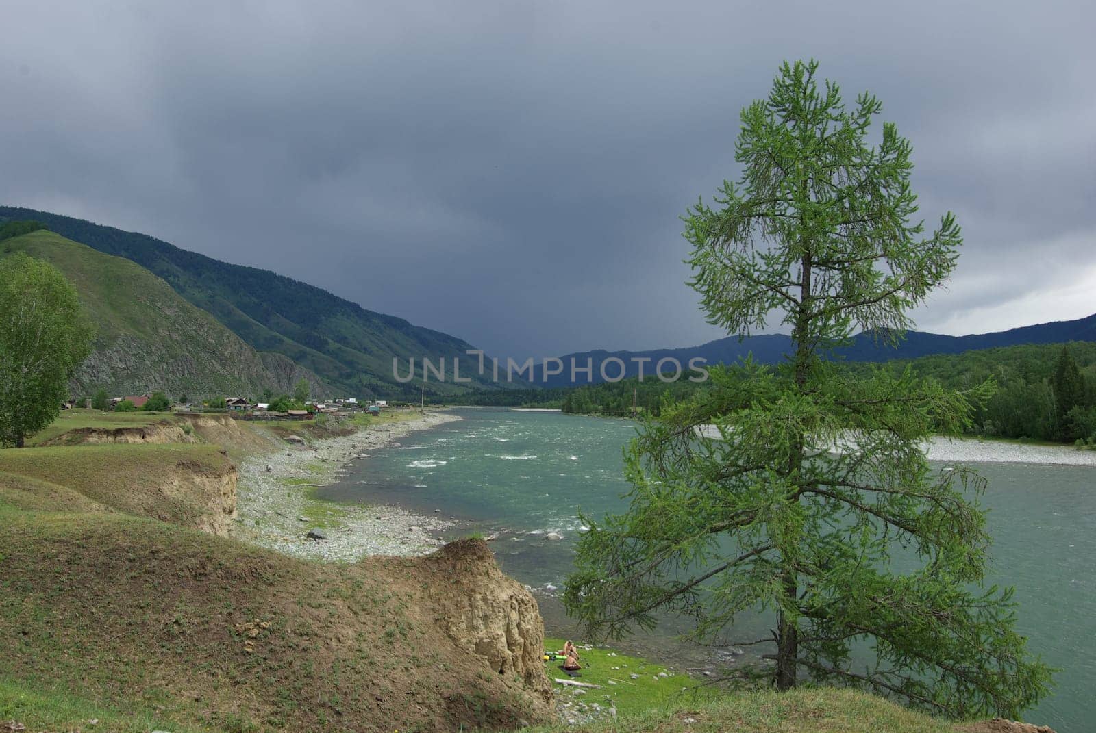 Mountain landscape. Highlands, the mountain peaks, gorges and valleys. The stones on the slopes.
