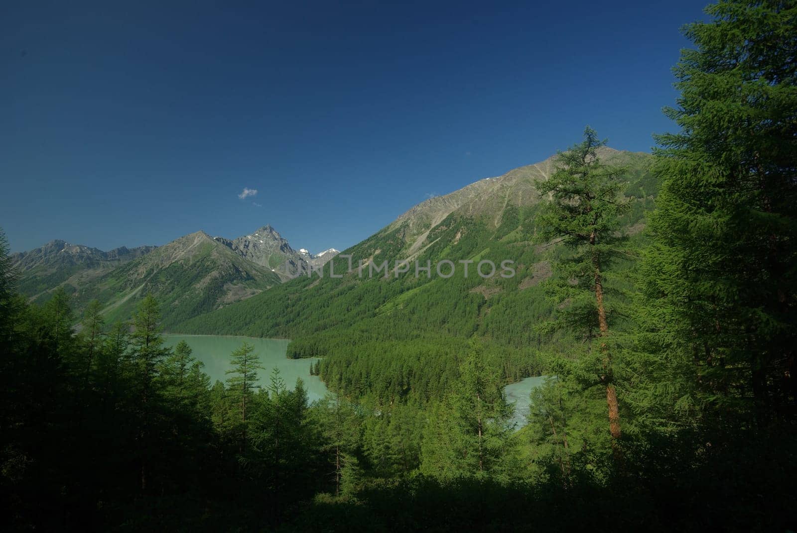 Mountain landscape. Highlands, the mountain peaks, gorges and valleys. The stones on the slopes.