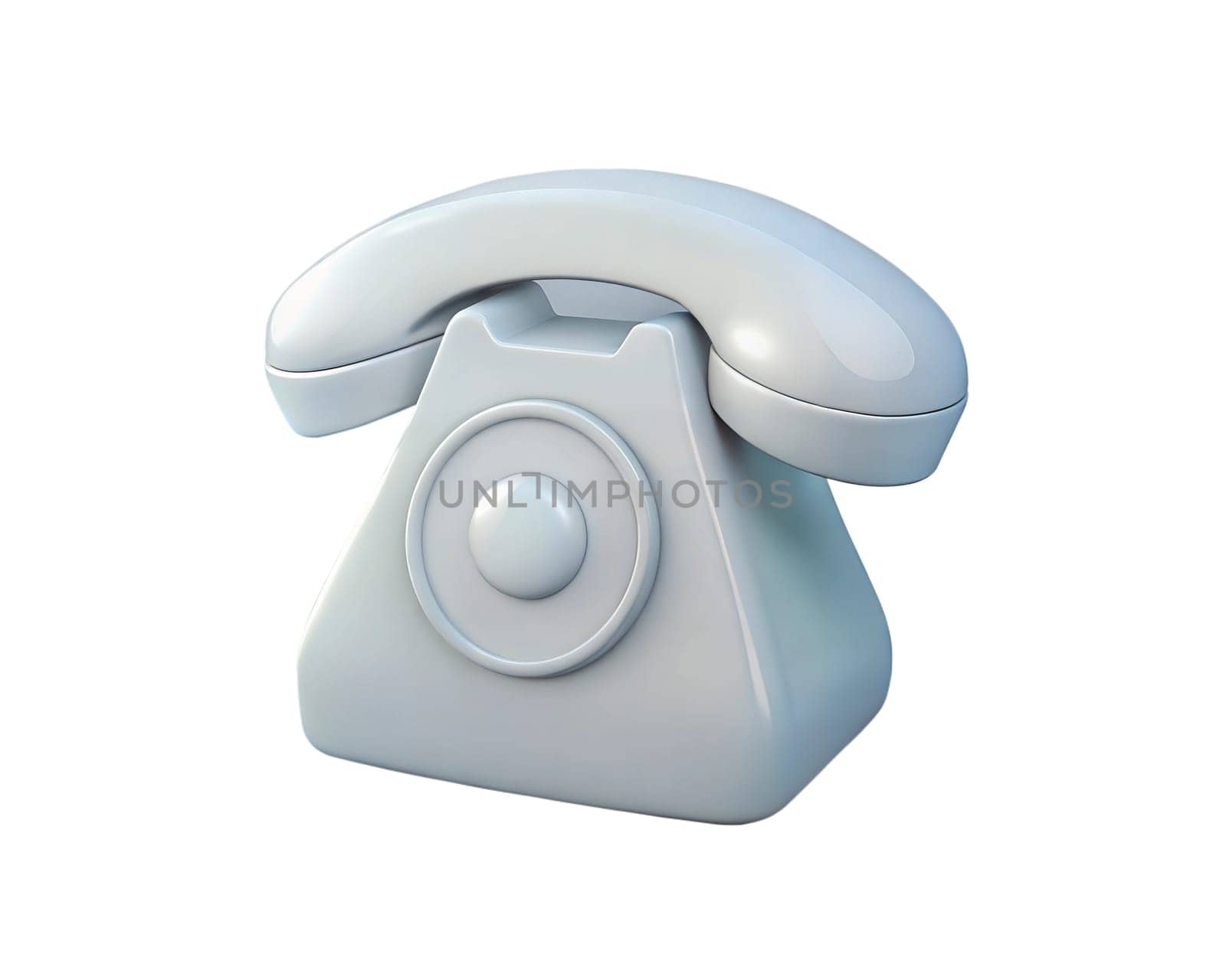 A glossy, modern 3D icon of a rotary phone, isolated on white background, offering a vintage design with a futuristic twist. Ideal for retro, communication, and technology projects