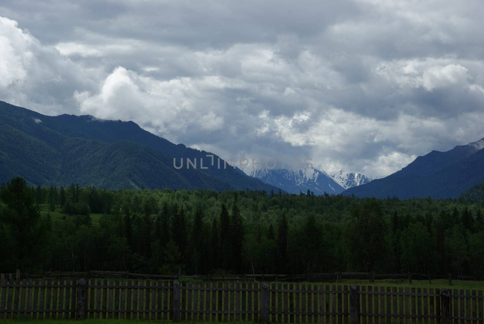 Mountain landscape. Highlands, the mountain peaks, gorges and valleys. The stones on the slopes.