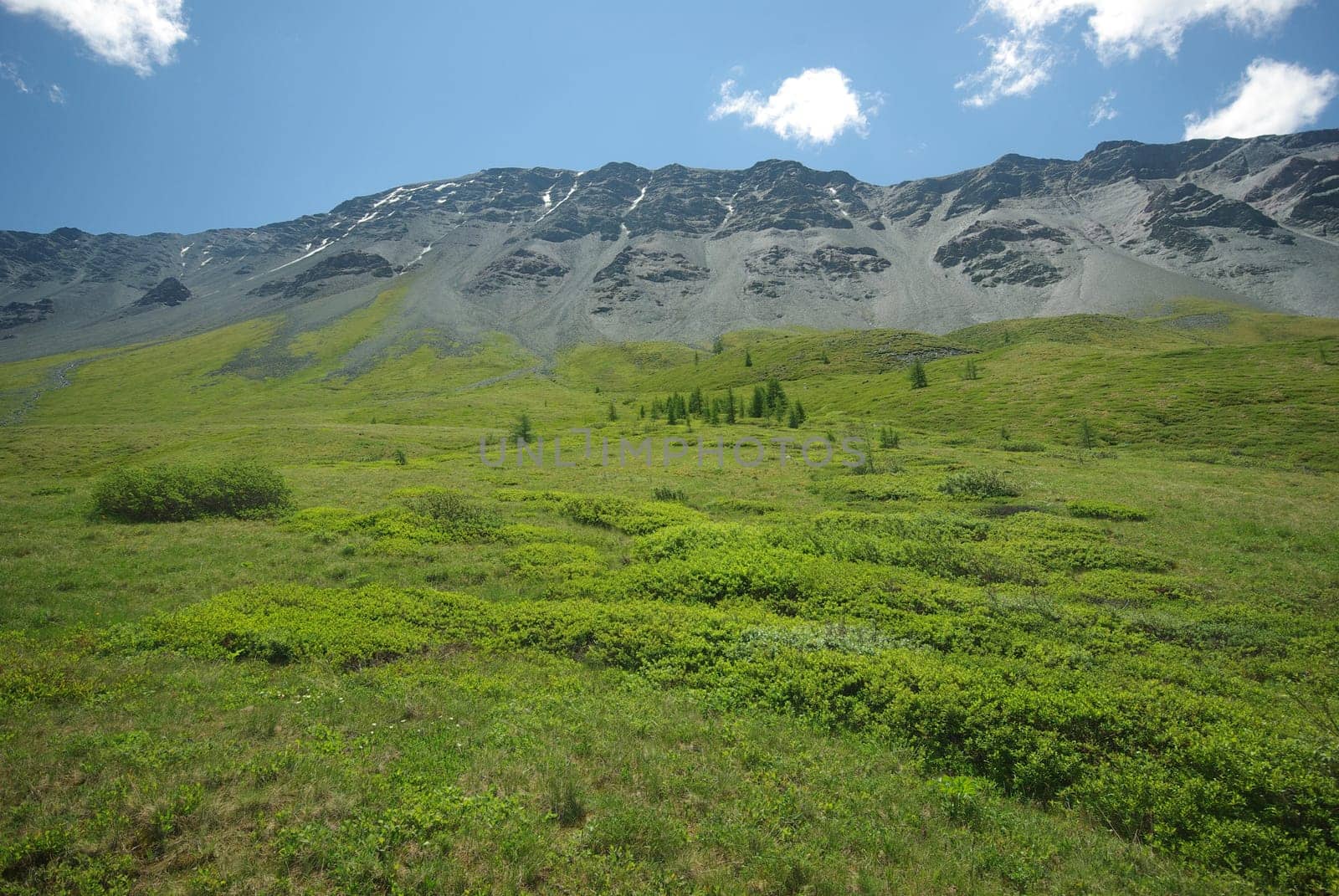 Mountain landscape. Highlands, the mountain peaks, gorges and valleys. The stones on the slopes.