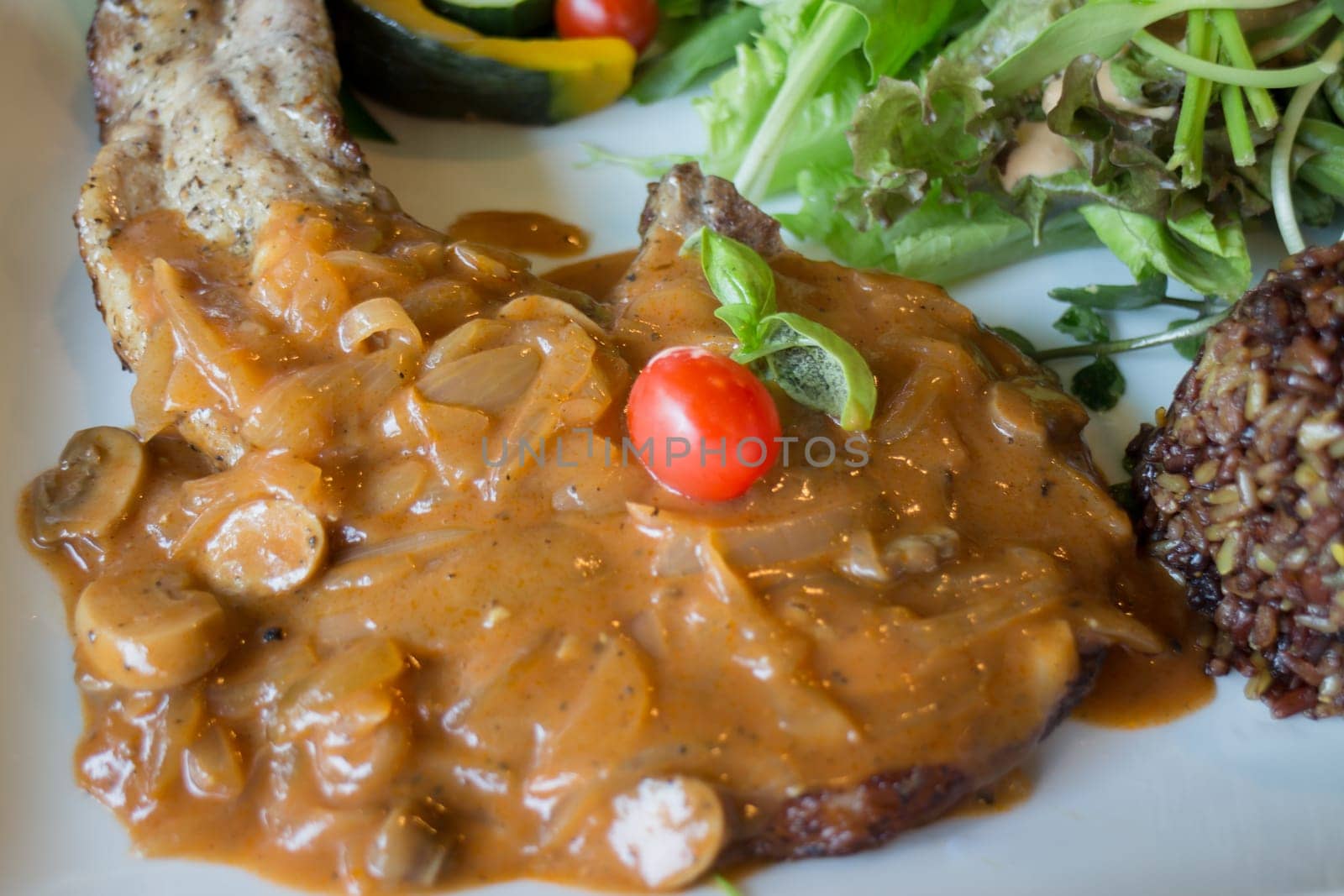Pork Chops With Mushroom Gravy, stock photo