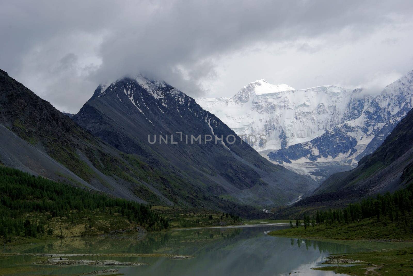 Mountain landscape. Highlands, the mountain peaks, gorges and valleys. The stones on the slopes.