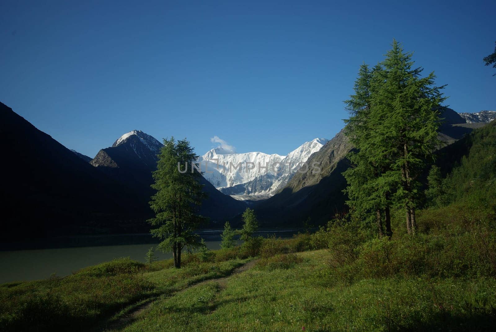 Mountain landscape. Highlands, the mountain peaks, gorges and valleys. The stones on the slopes.