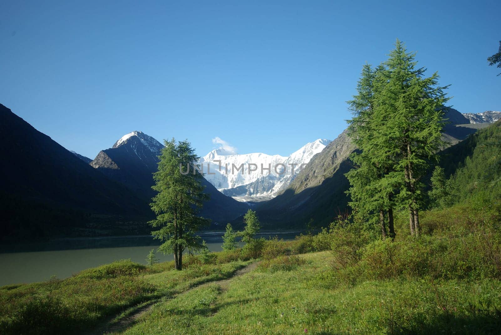 Mountain landscape. Highlands, the mountain peaks, gorges and valleys. The stones on the slopes.