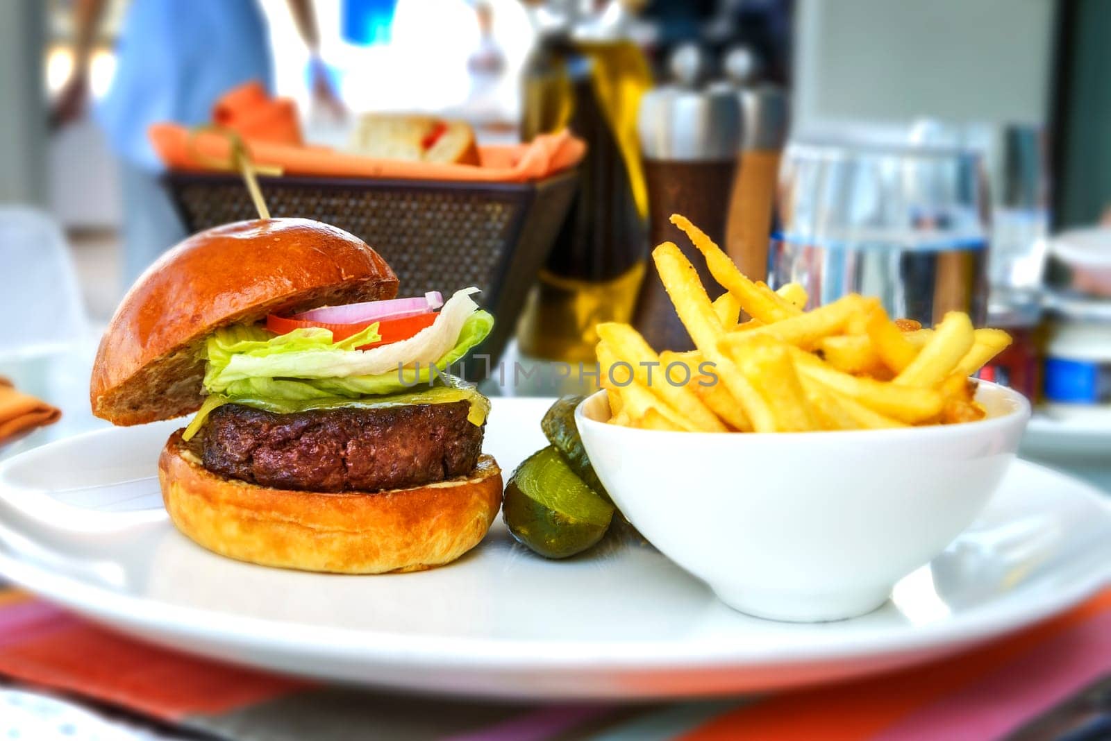 Tasty and appetizing hamburger cheeseburger