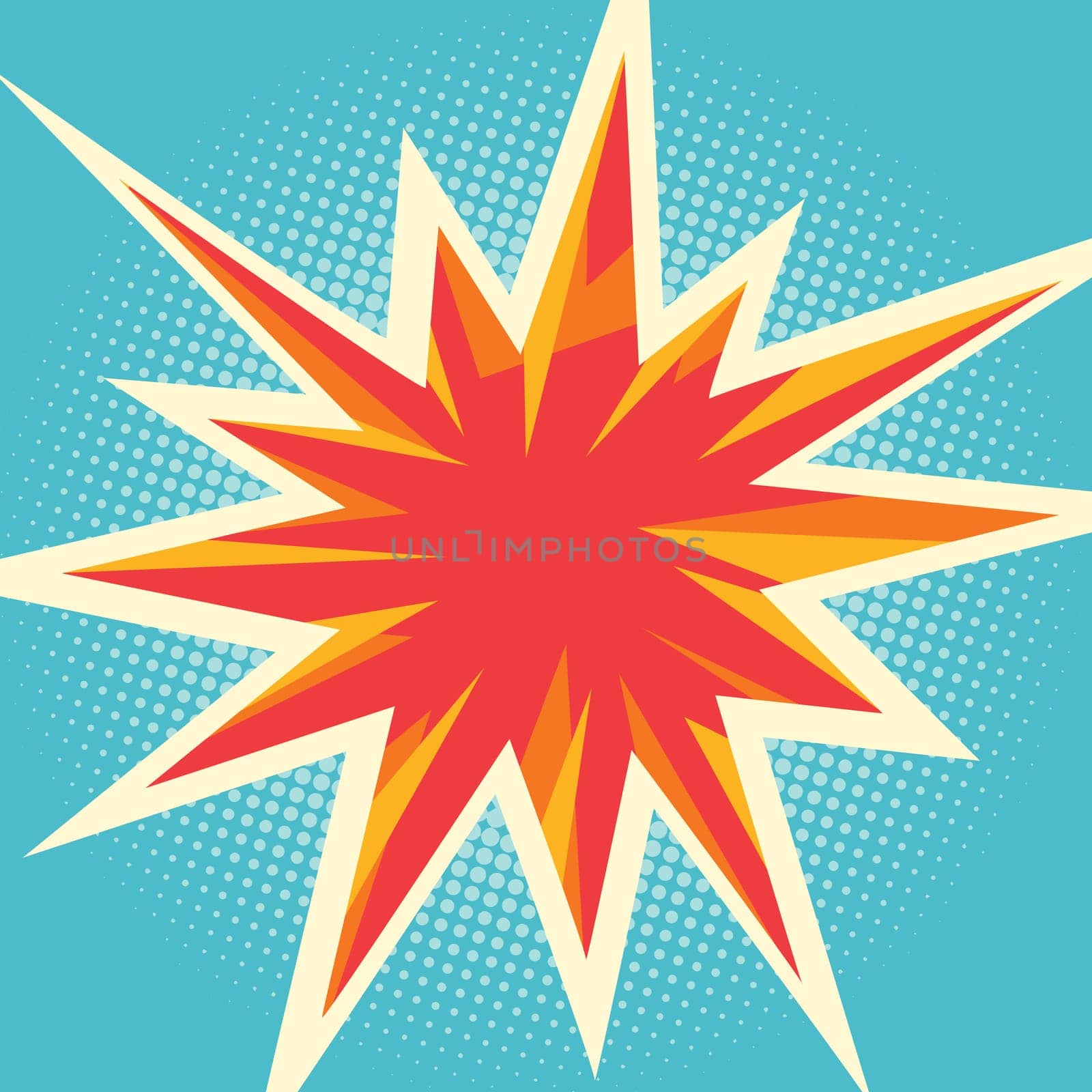 Comic flash in the form of multipath stars. Pop art retro vector illustration
