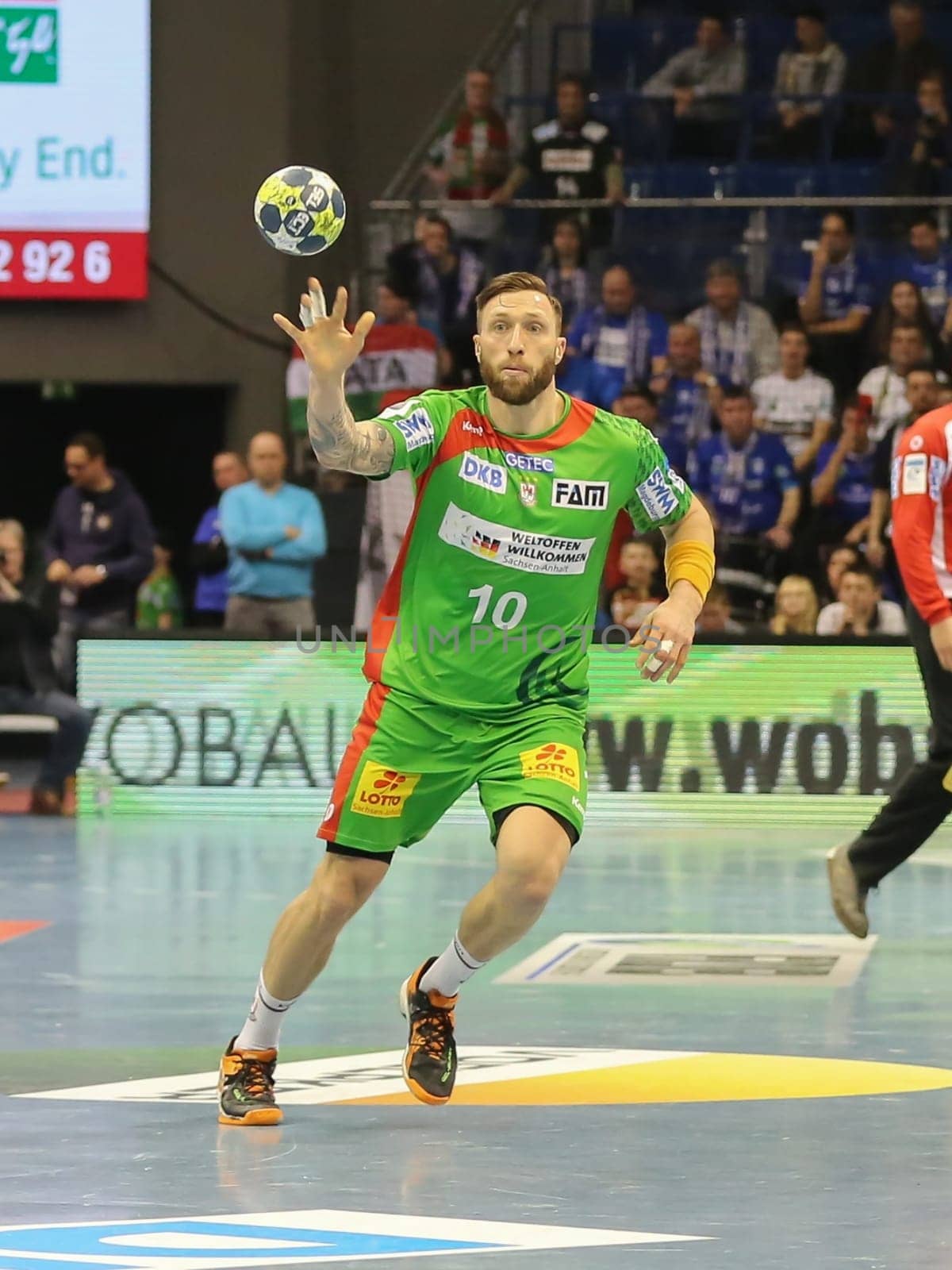 Fabian van Olphen (SC Magdeburg) in the EHF Cup match SC Magdeburg-Tatabanya KC on 19.2.17 in Magdeburg
