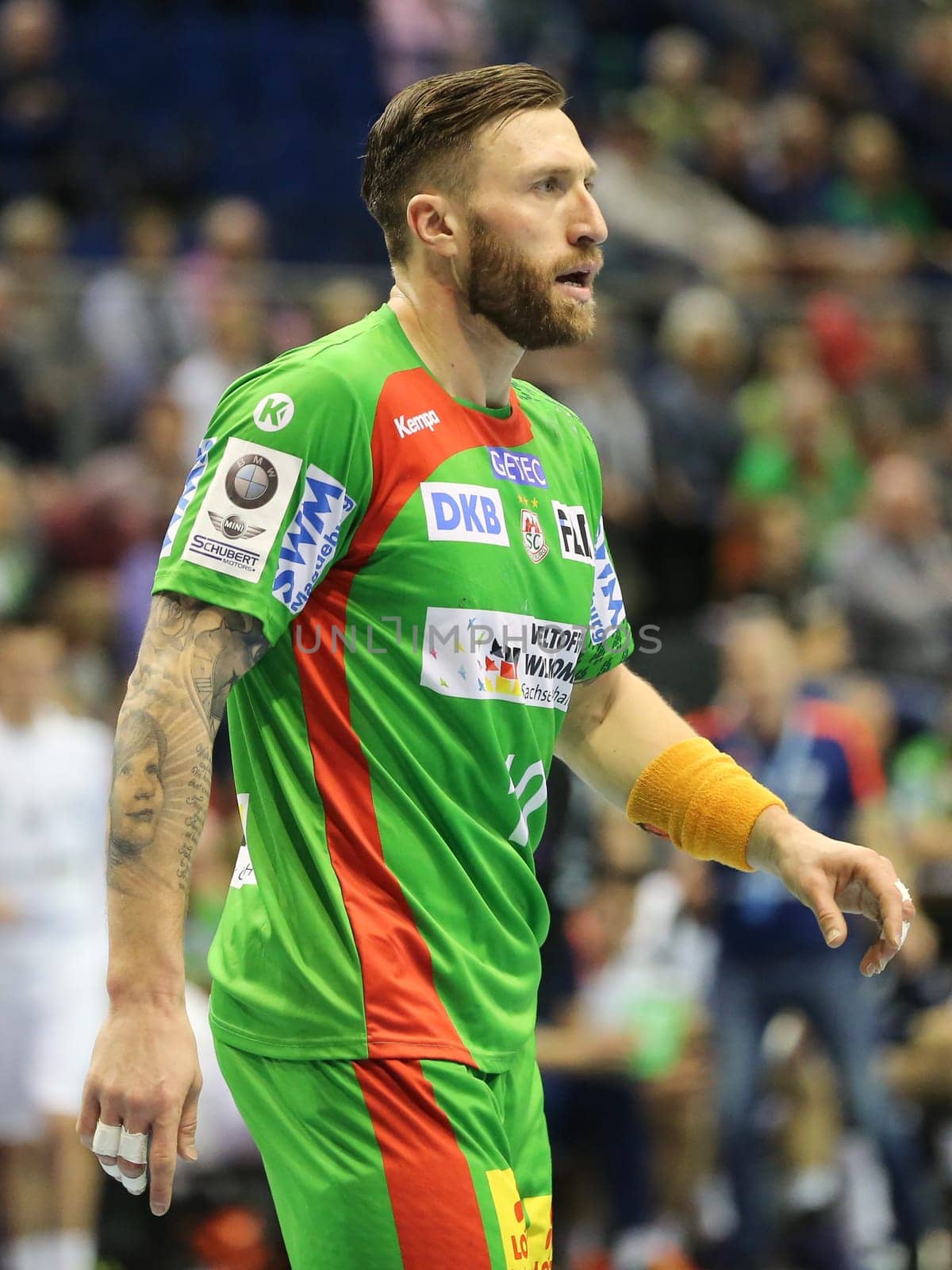 Fabian van Olphen (SC Magdeburg) in the EHF Cup match SC Magdeburg-Tatabanya KC on 19.2.17 in Magdeburg