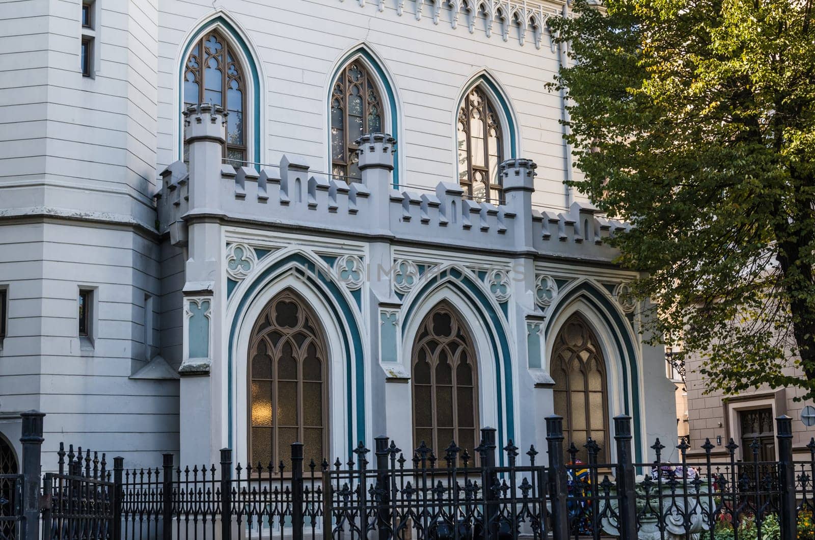 The facade of the old building in Riga