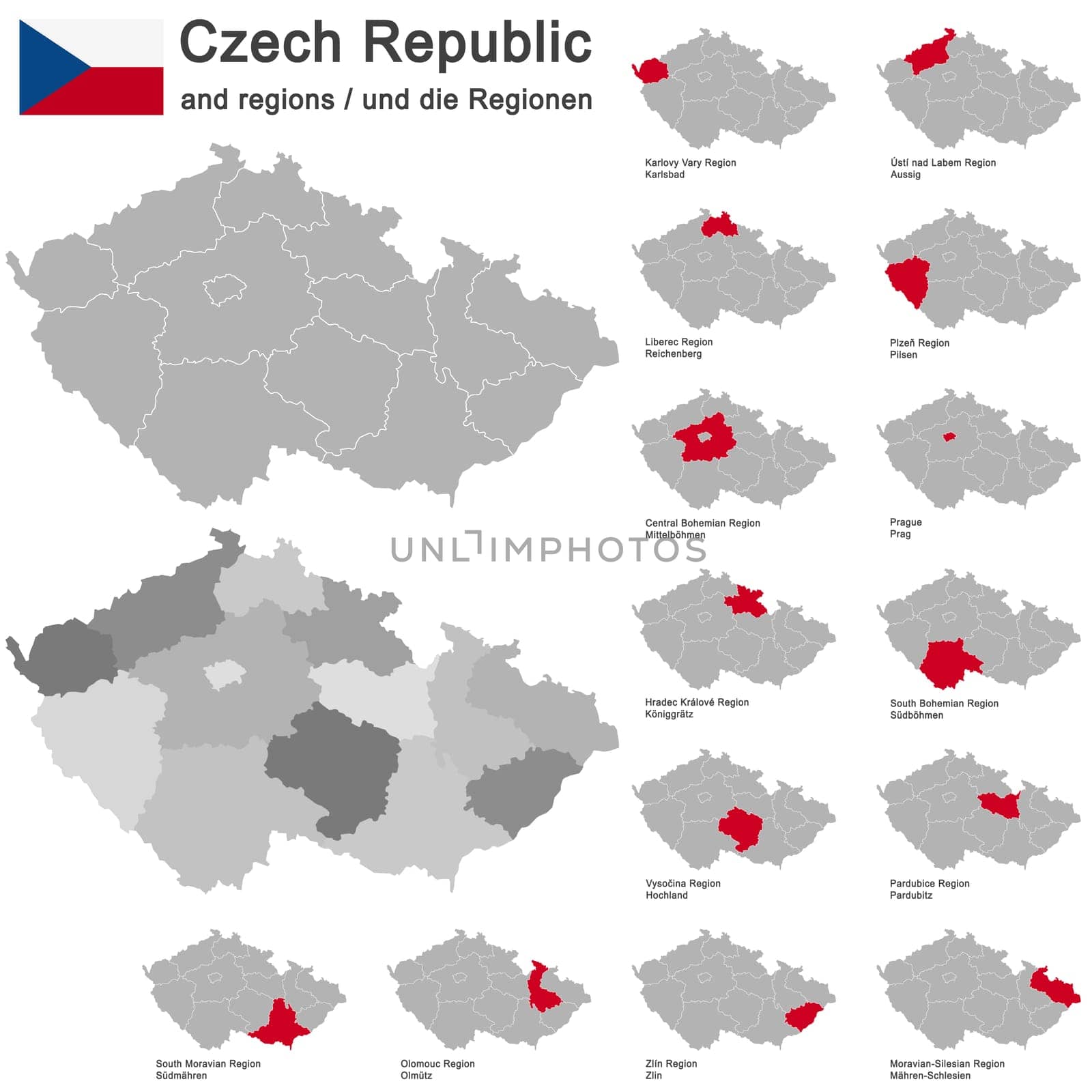 european country Czech Republic and detailed regions