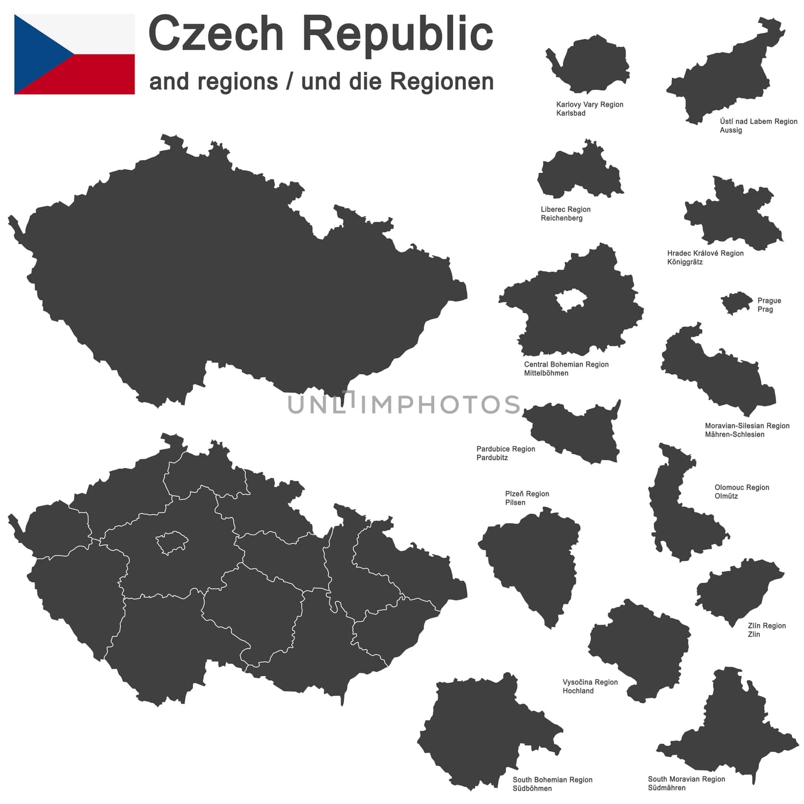 european country Czech Republic and detailed regions