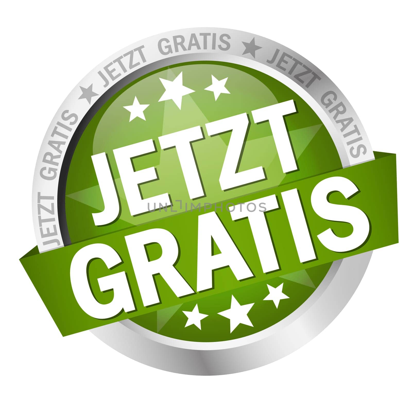 colored button with banner and text Now free