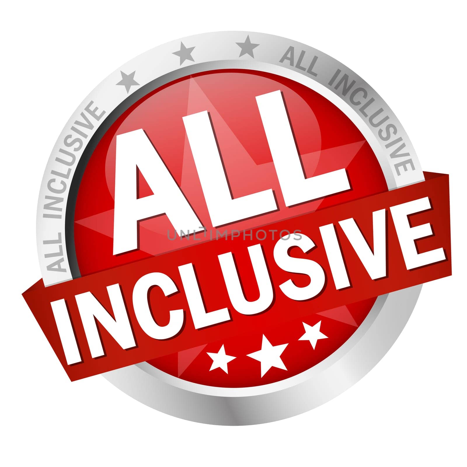 colored button with banner and text All inclusive
